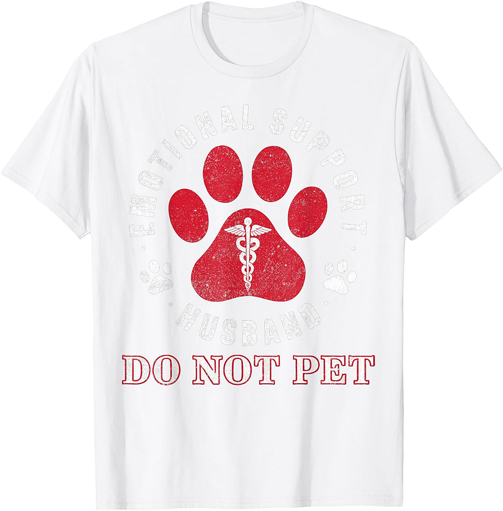 Emotional Support Husband Funny Retro Paw Print Tee