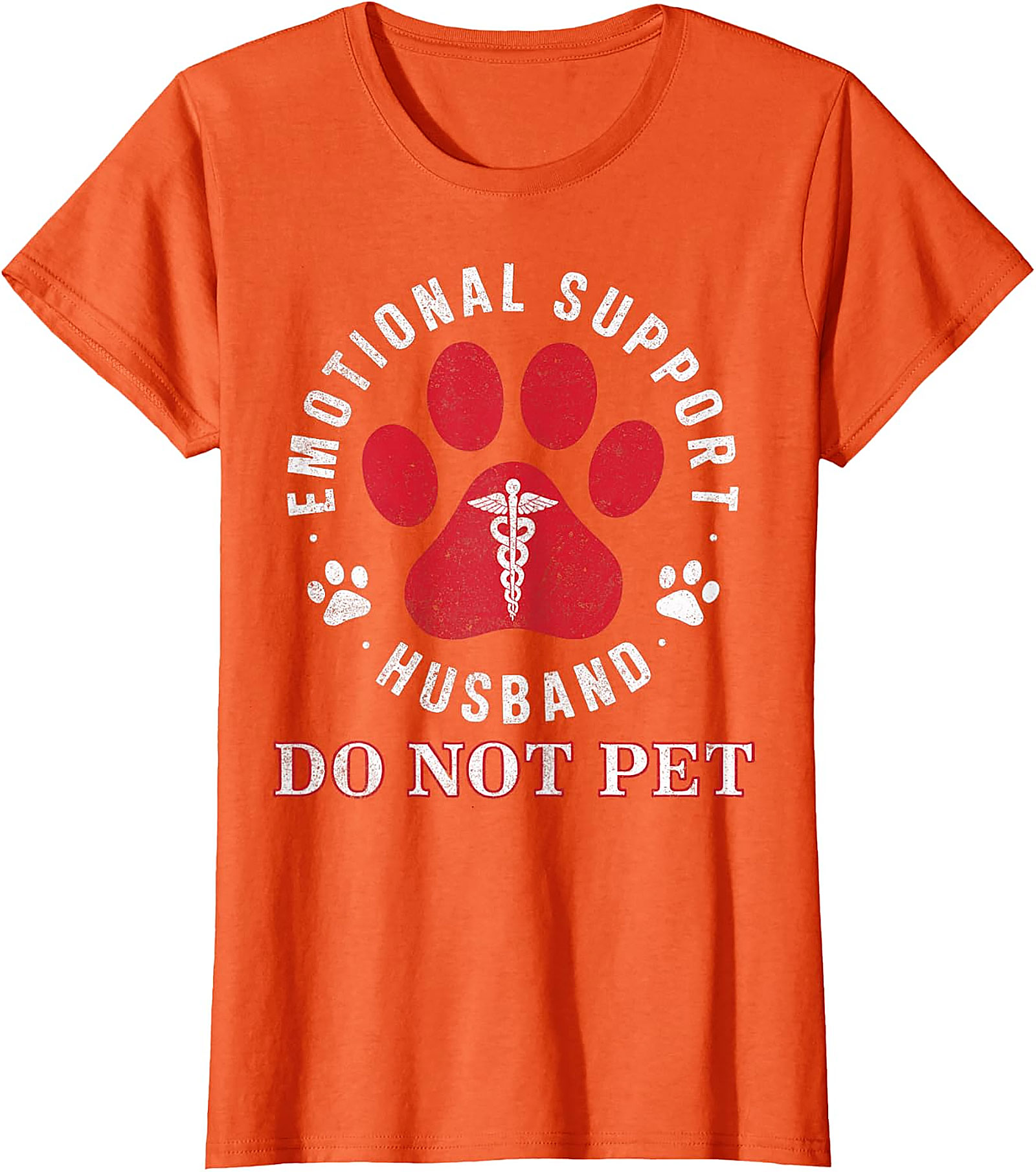 Emotional Support Husband Funny Retro Paw Print Tee