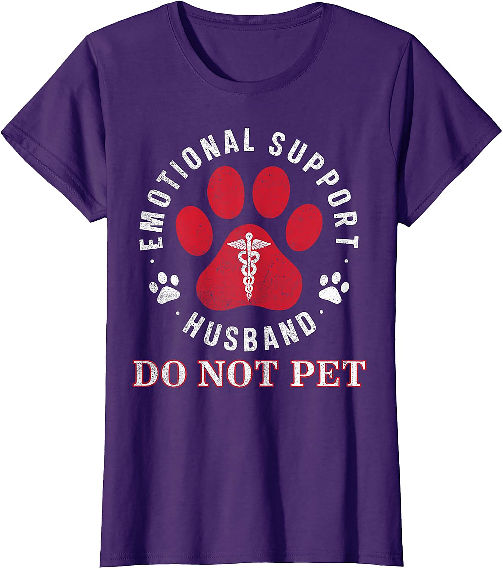 Emotional Support Husband Funny Retro Paw Print Tee