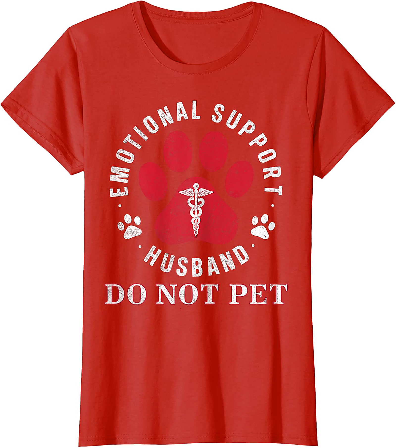 Emotional Support Husband Funny Retro Paw Print Tee