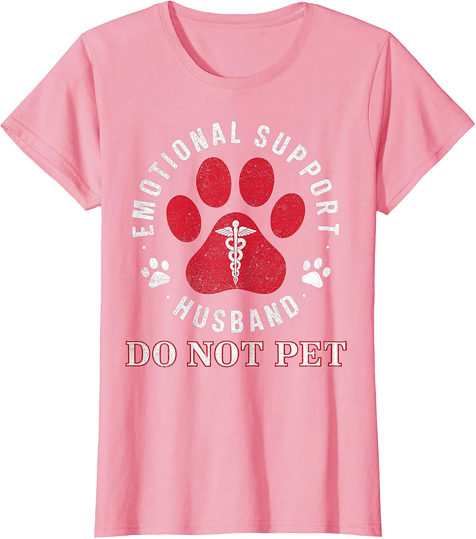 Emotional Support Husband Funny Retro Paw Print Tee