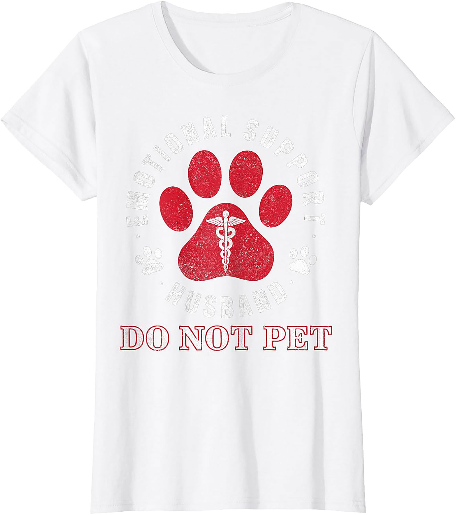 Emotional Support Husband Funny Retro Paw Print Tee