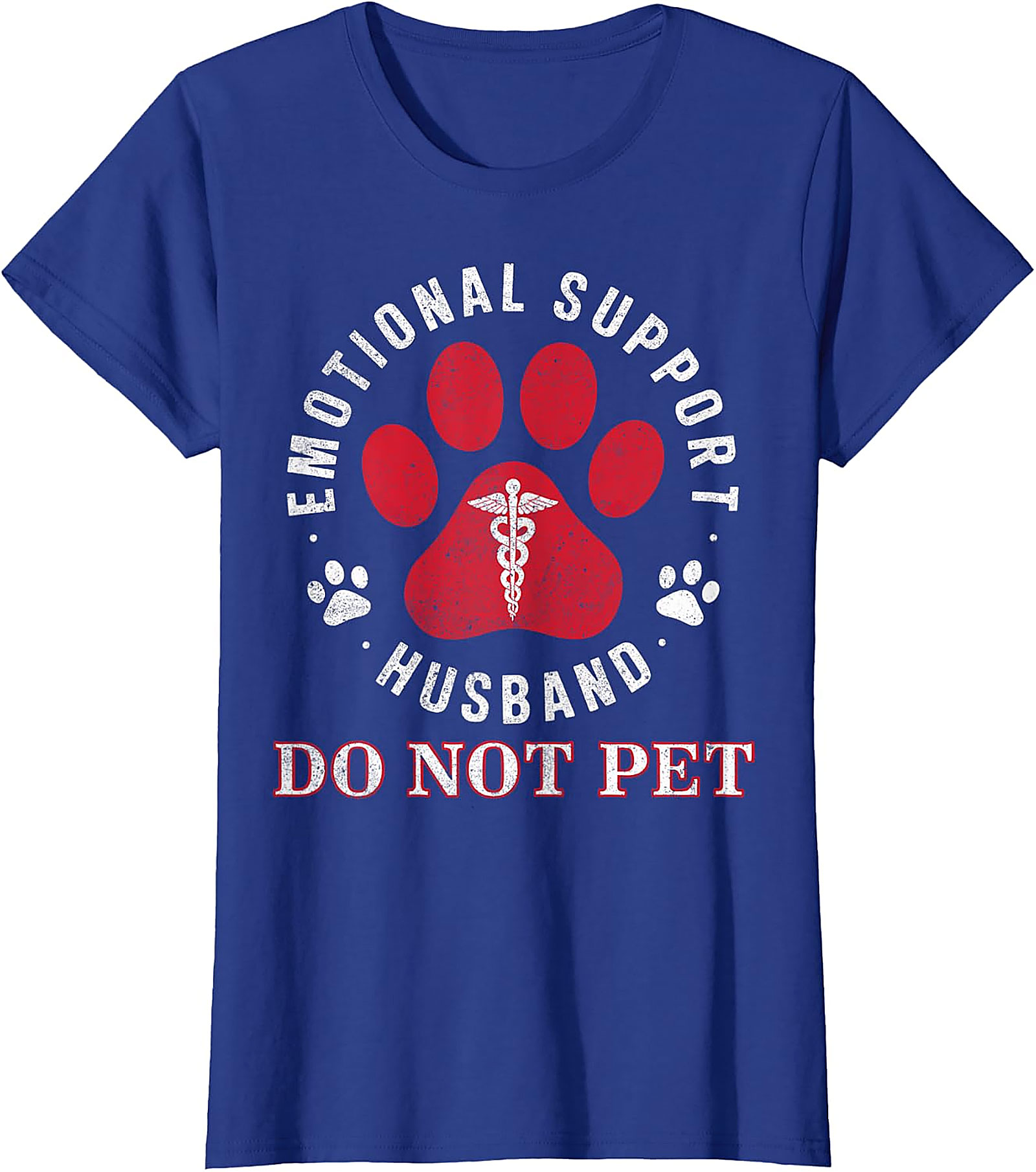 Emotional Support Husband Funny Retro Paw Print Tee