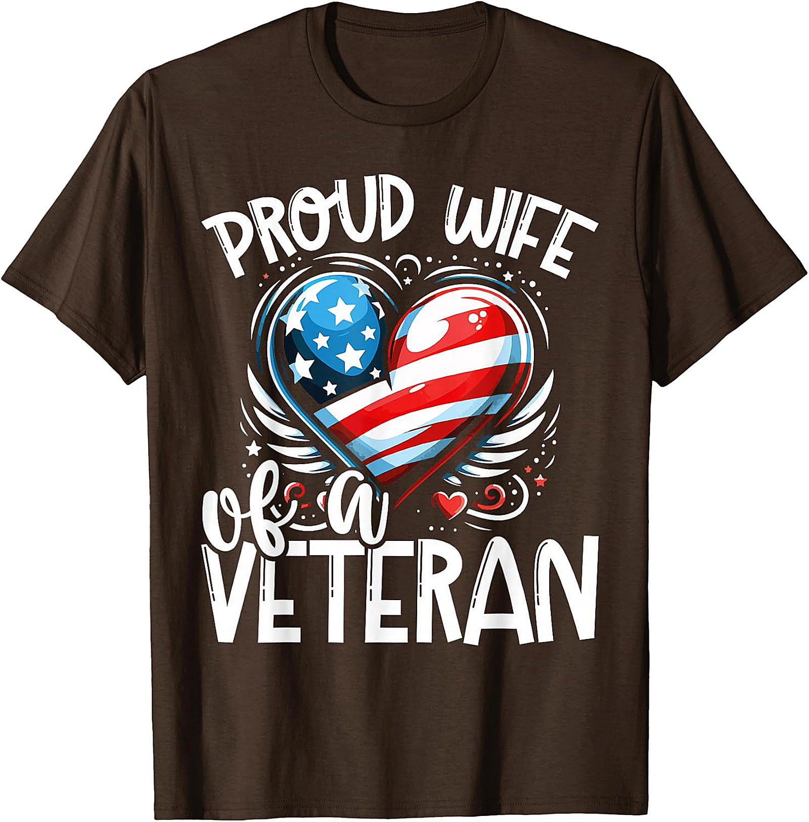Proud Wife of a Veteran American Flag Heart T-Shirt | Patriotic Gift