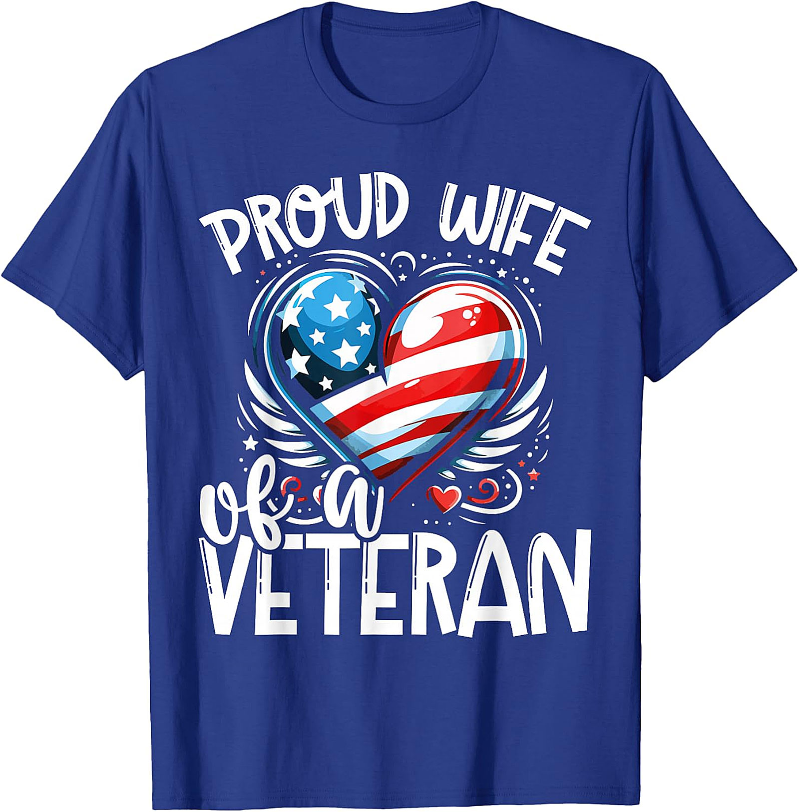Proud Wife of a Veteran American Flag Heart T-Shirt | Patriotic Gift