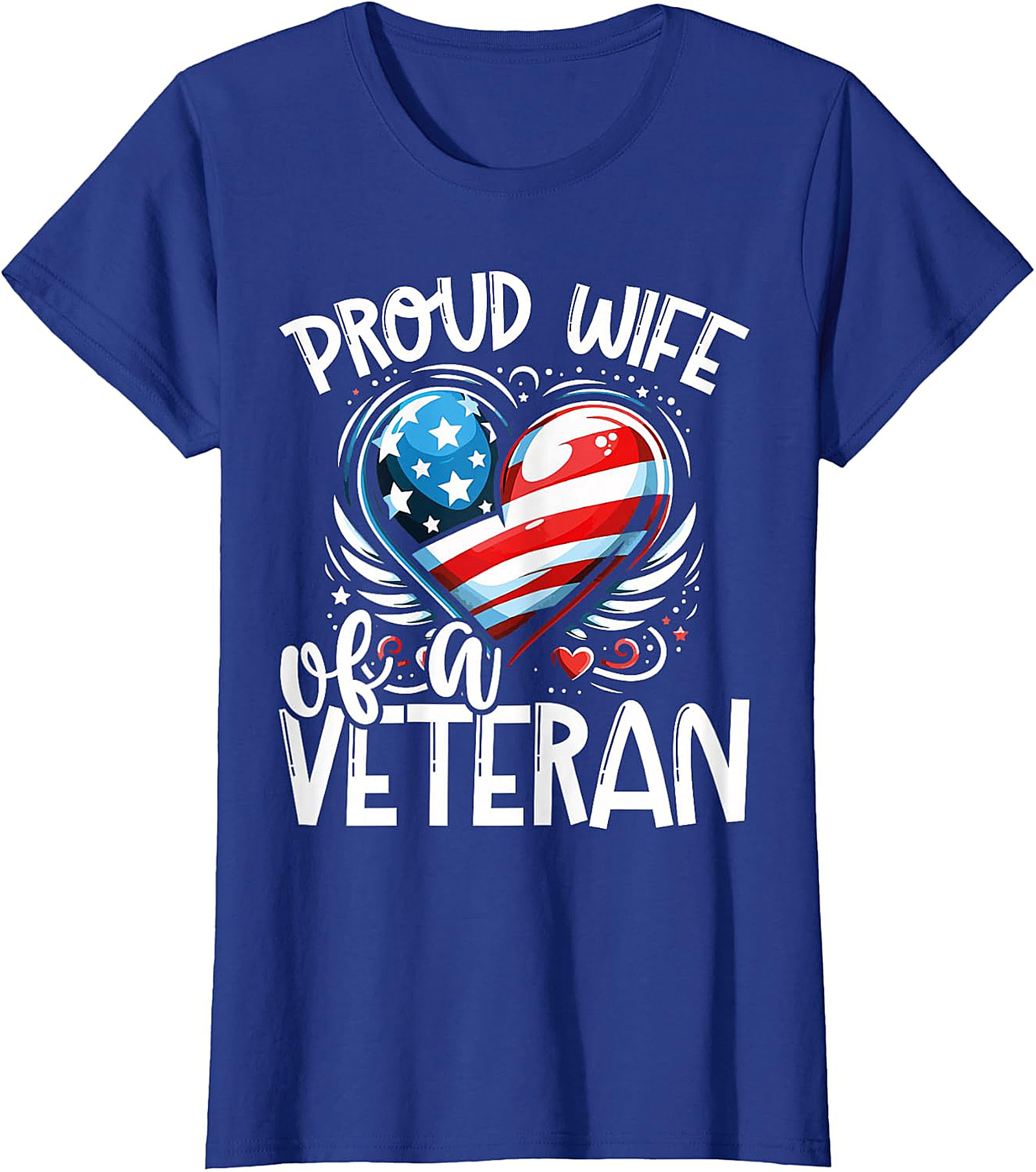 Proud Wife of a Veteran American Flag Heart T-Shirt | Patriotic Gift
