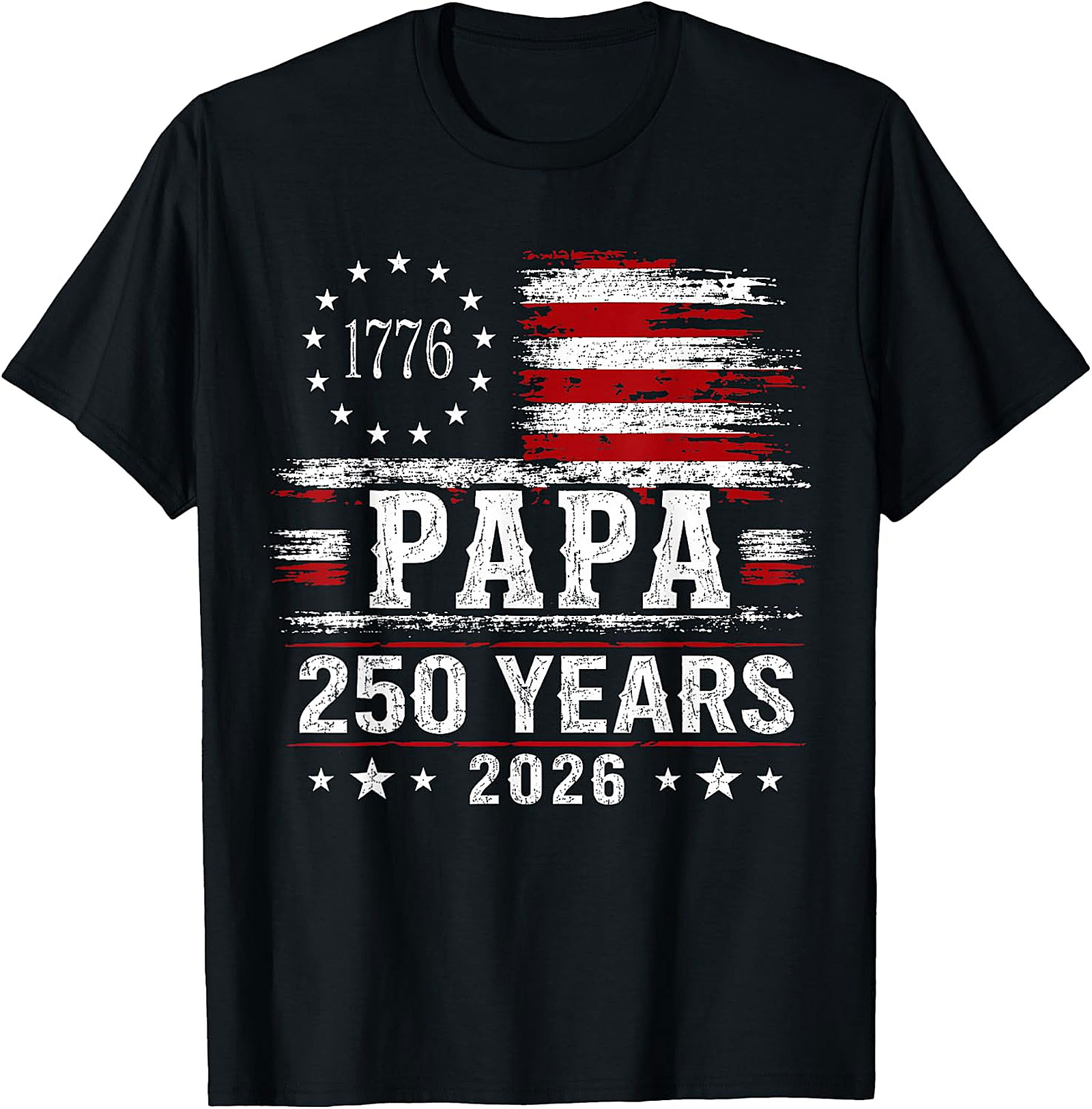 Papa 250 Years 2026 Patriotic Flag T-Shirt | American Flag Gift for Grandpa