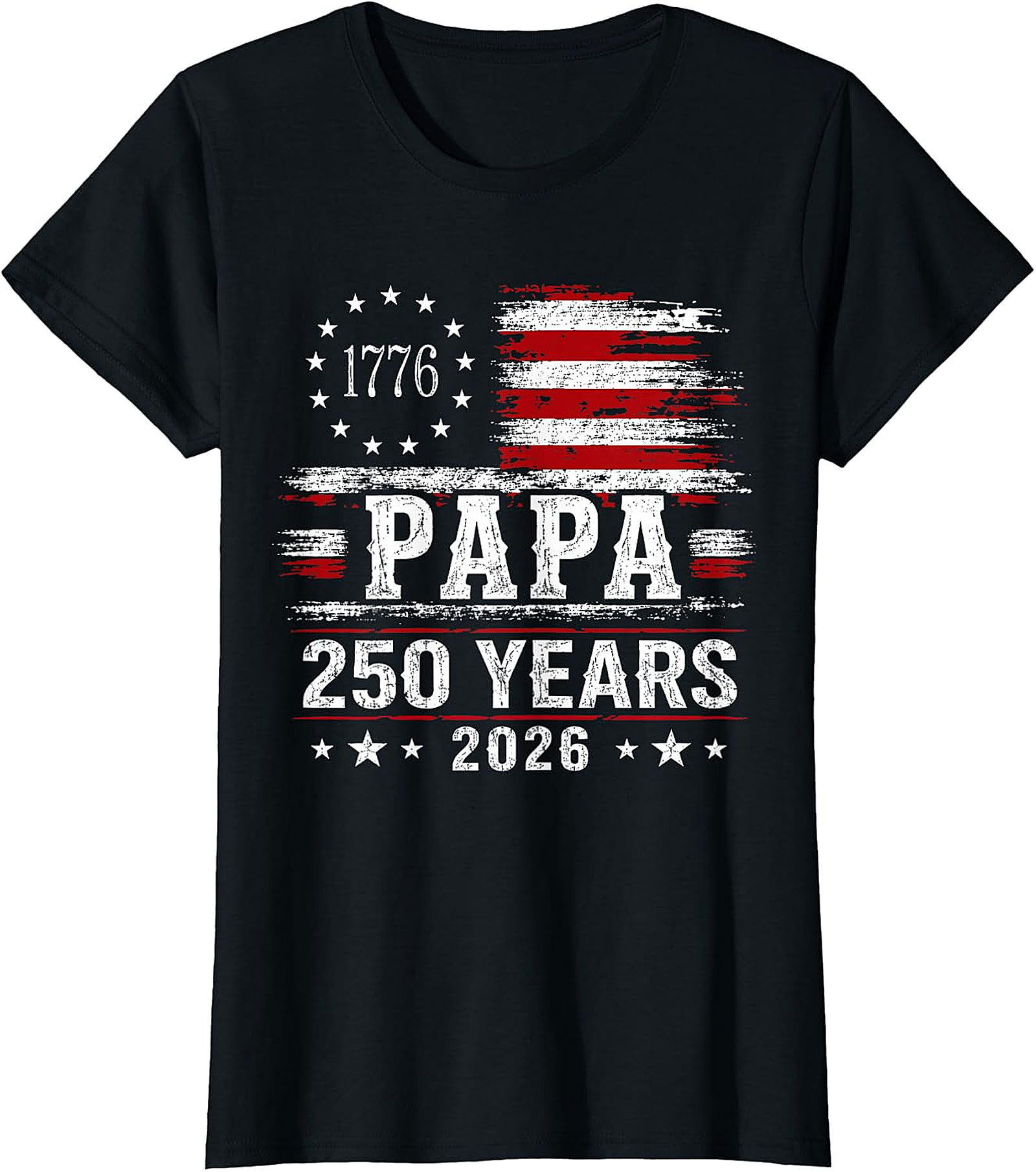 Papa 250 Years 2026 Patriotic Flag T-Shirt | American Flag Gift for Grandpa