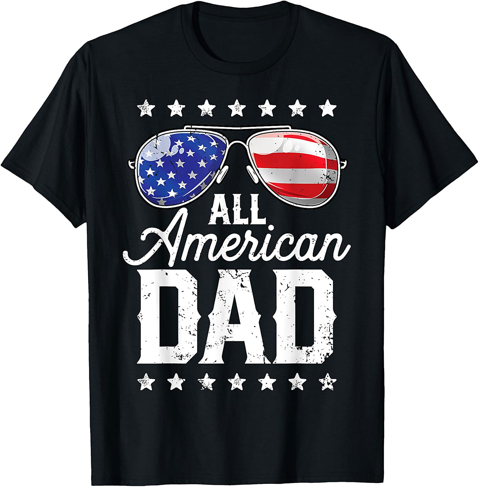 All American Dad T-Shirt - Patriotic Flag Sunglasses Tee