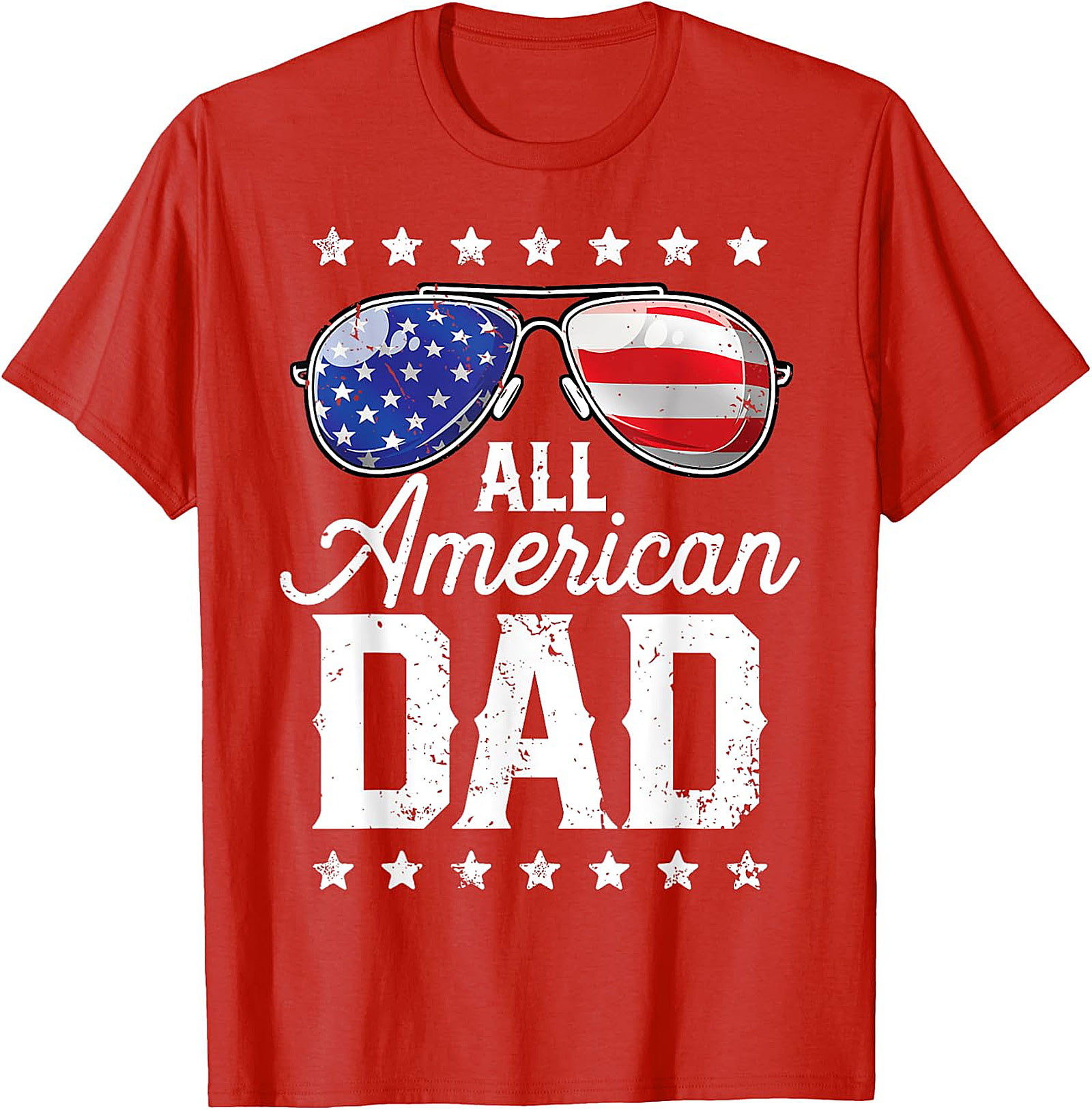 All American Dad T-Shirt - Patriotic Flag Sunglasses Tee