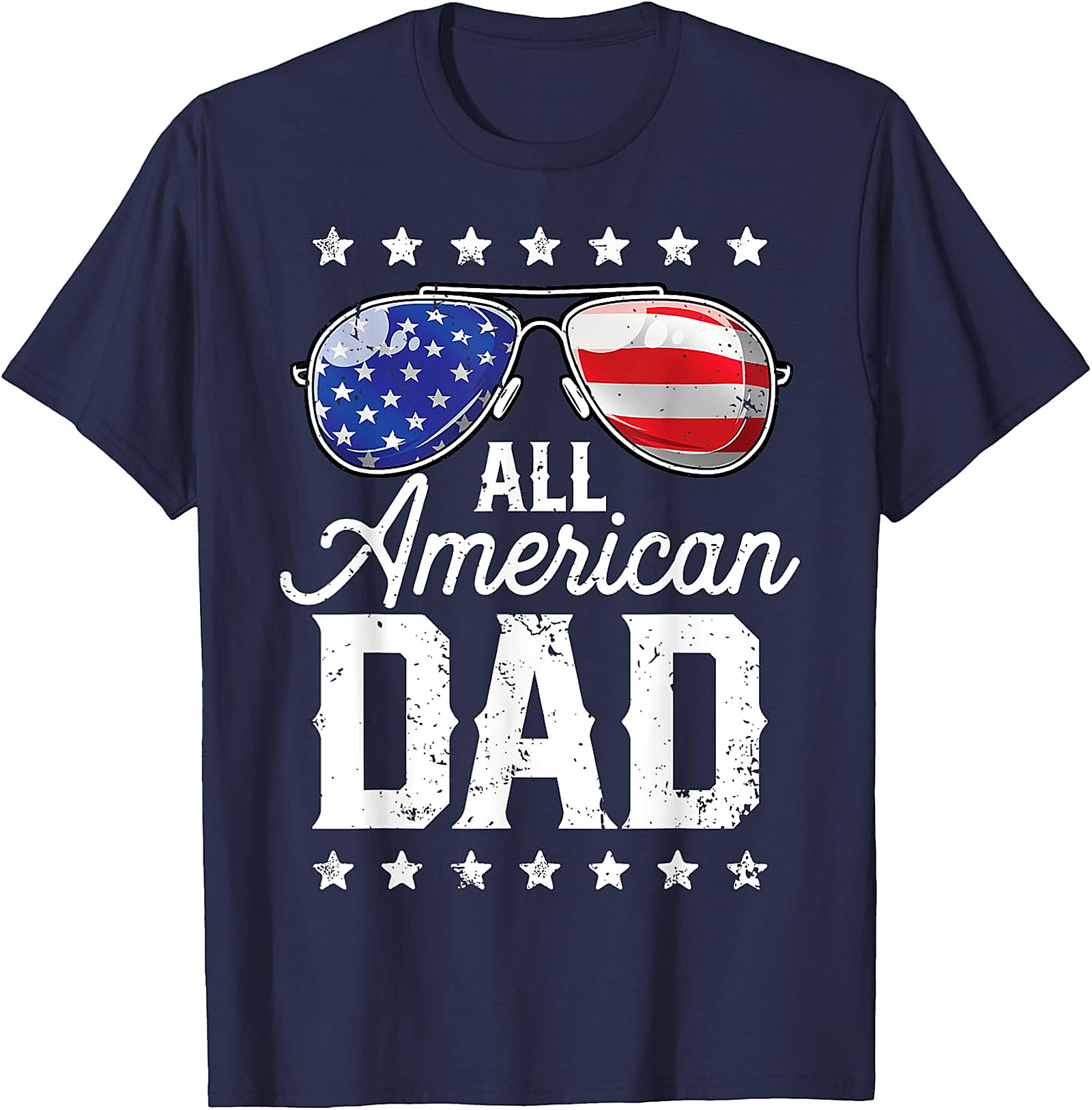 All American Dad T-Shirt - Patriotic Flag Sunglasses Tee