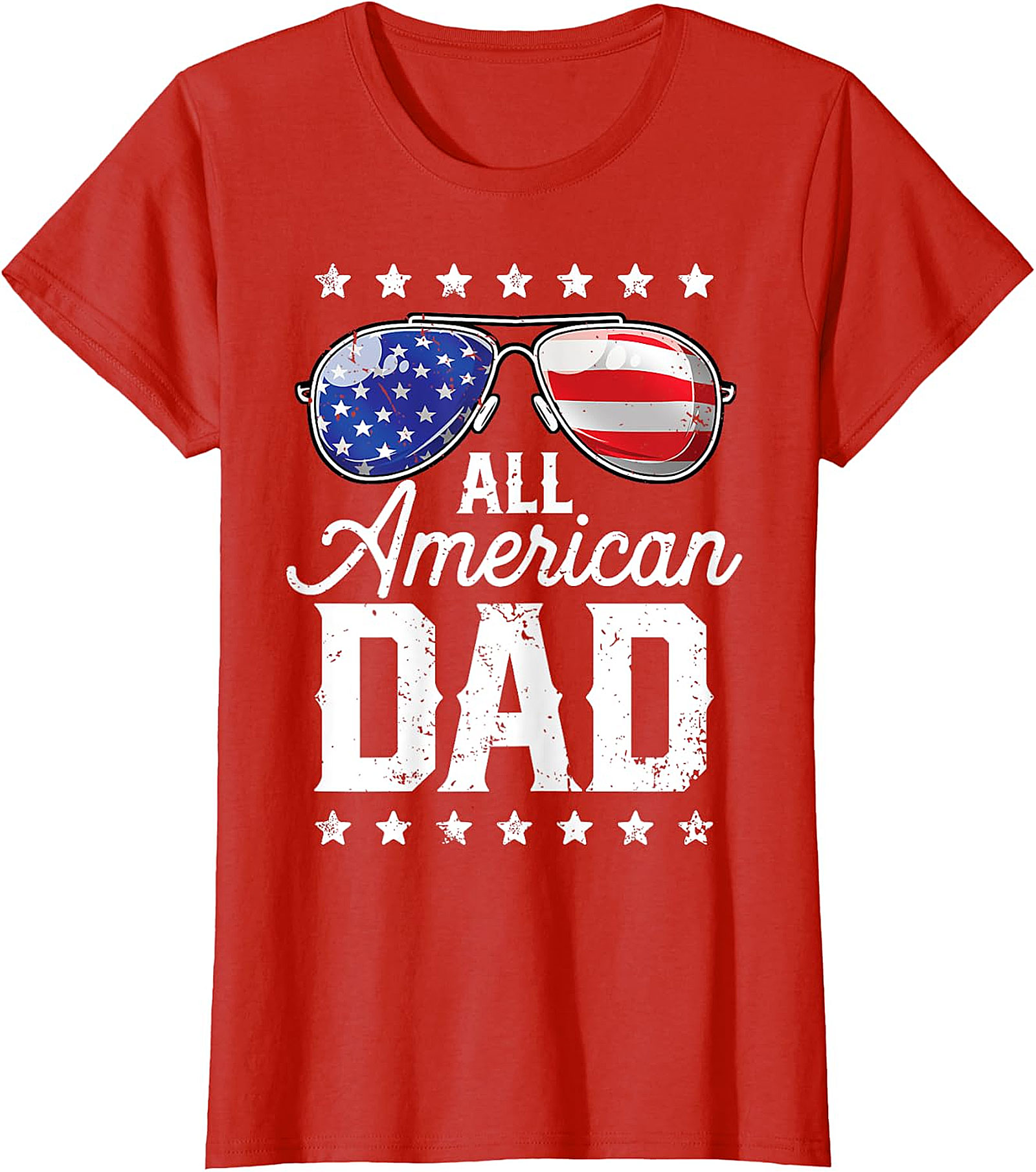 All American Dad T-Shirt - Patriotic Flag Sunglasses Tee