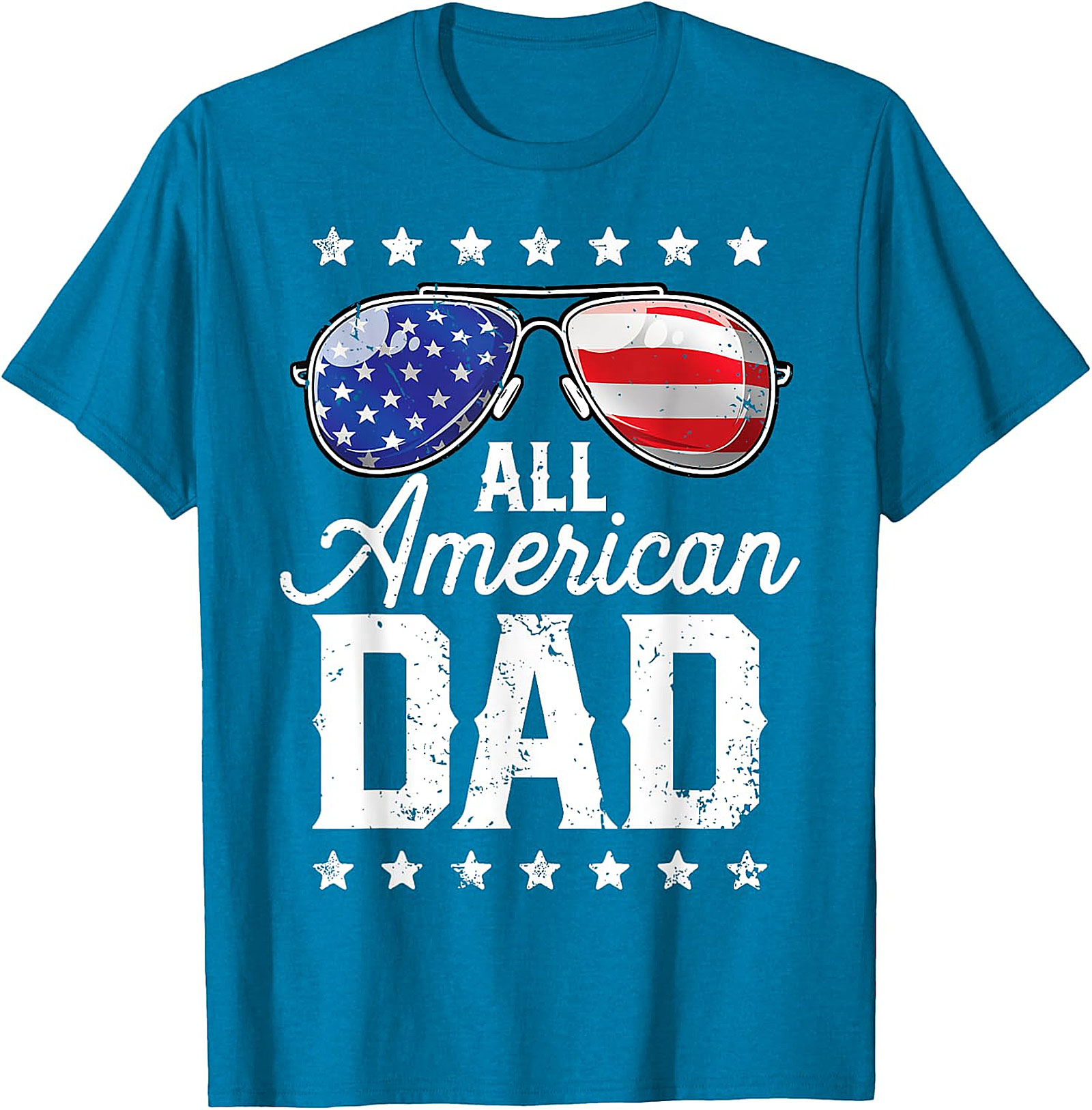 All American Dad T-Shirt - Patriotic Flag Sunglasses Tee