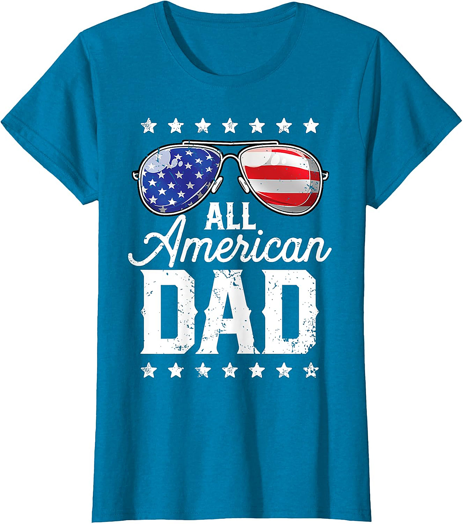 All American Dad T-Shirt - Patriotic Flag Sunglasses Tee