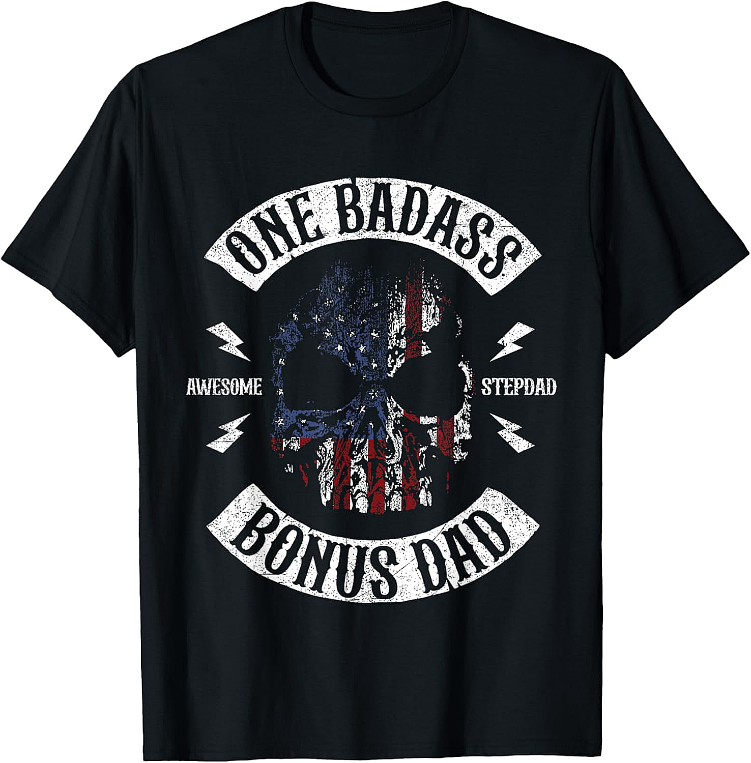 Badass Bonus Stepdad T-Shirt Patriotic Dad Gift Tee