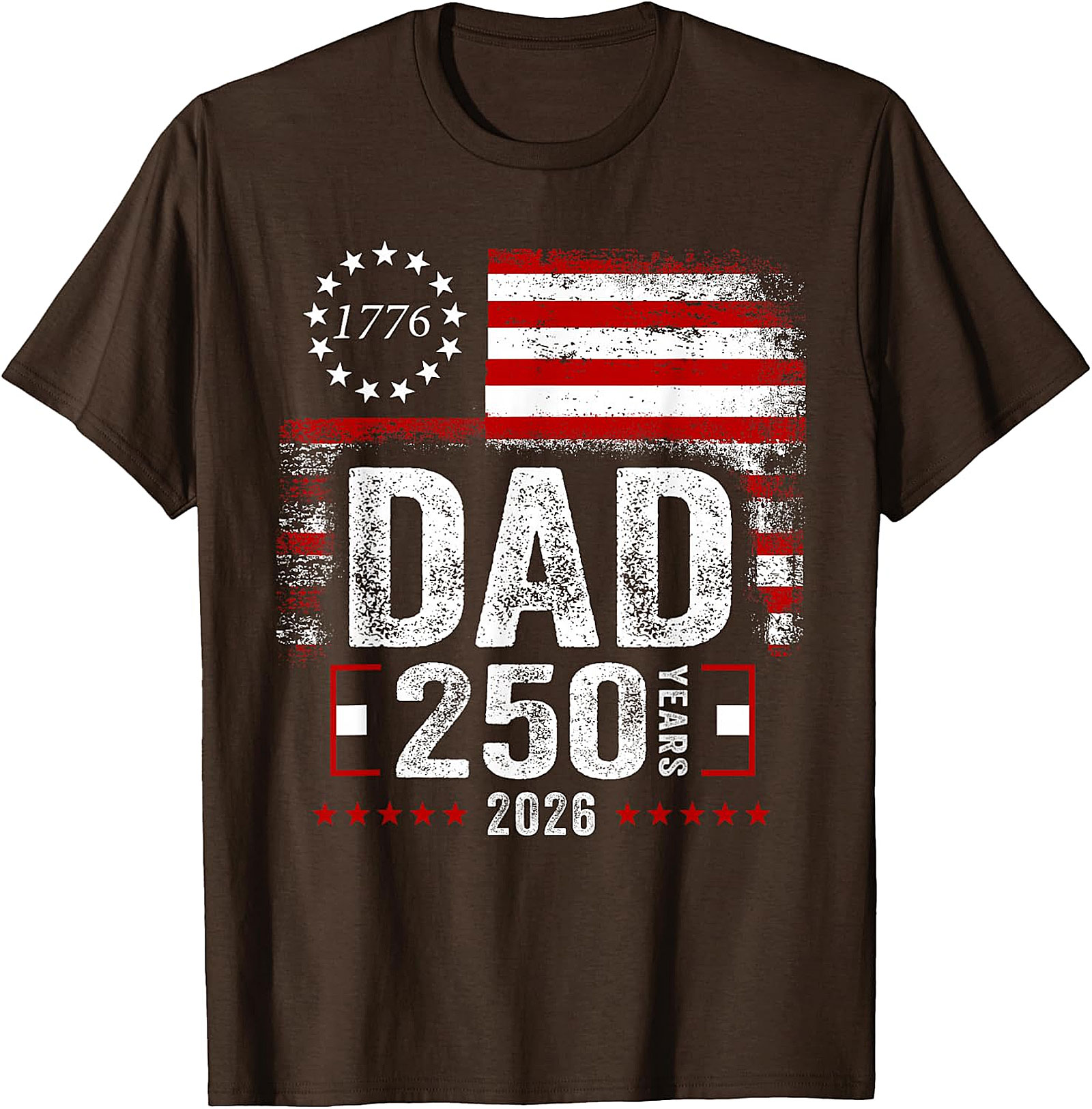 Dad 250 Years 2026 Patriotic American Flag T-Shirt