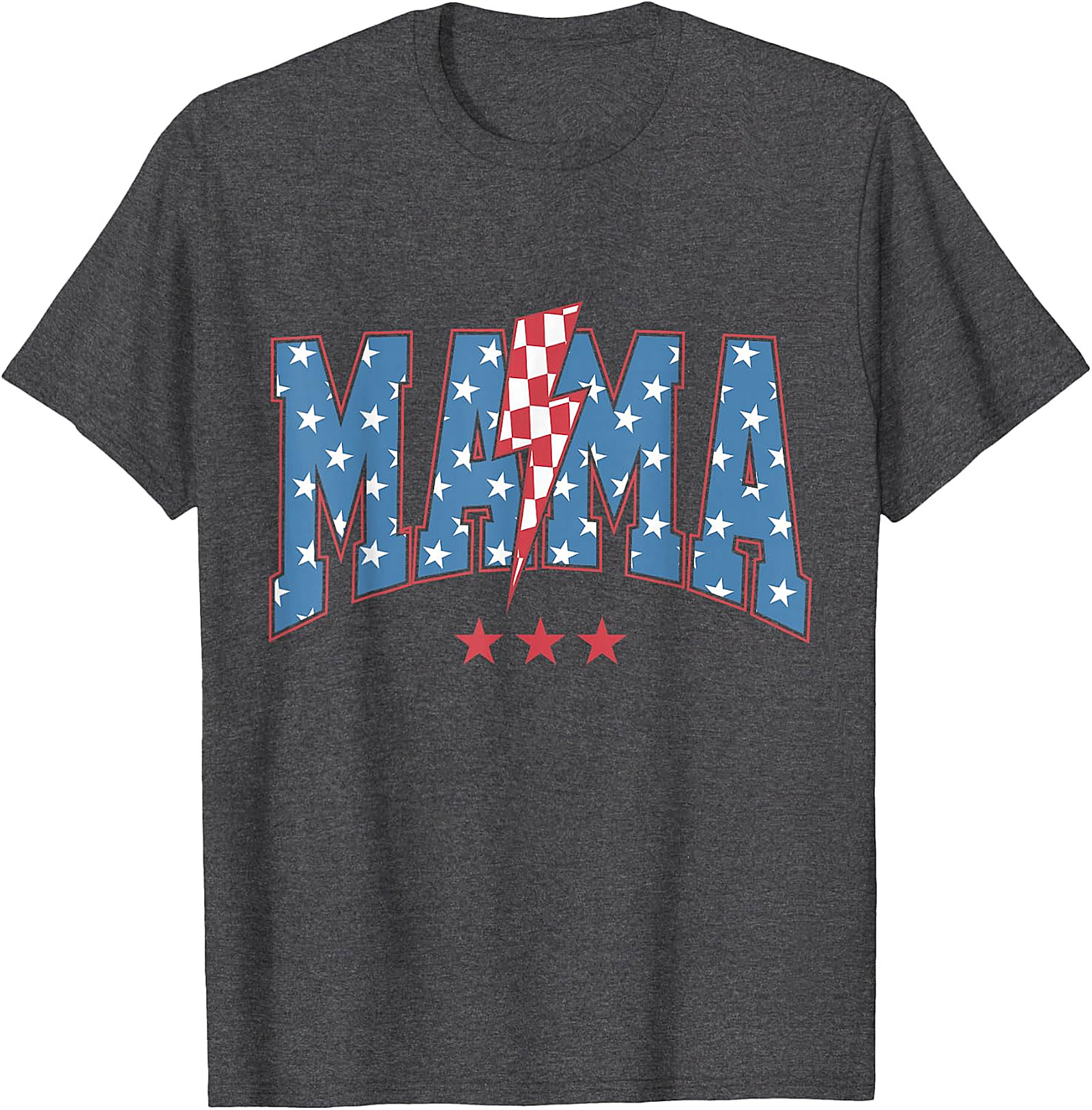 Patriotic Mama Lightning Bolt T-Shirt | Red Graphic Tee for Moms