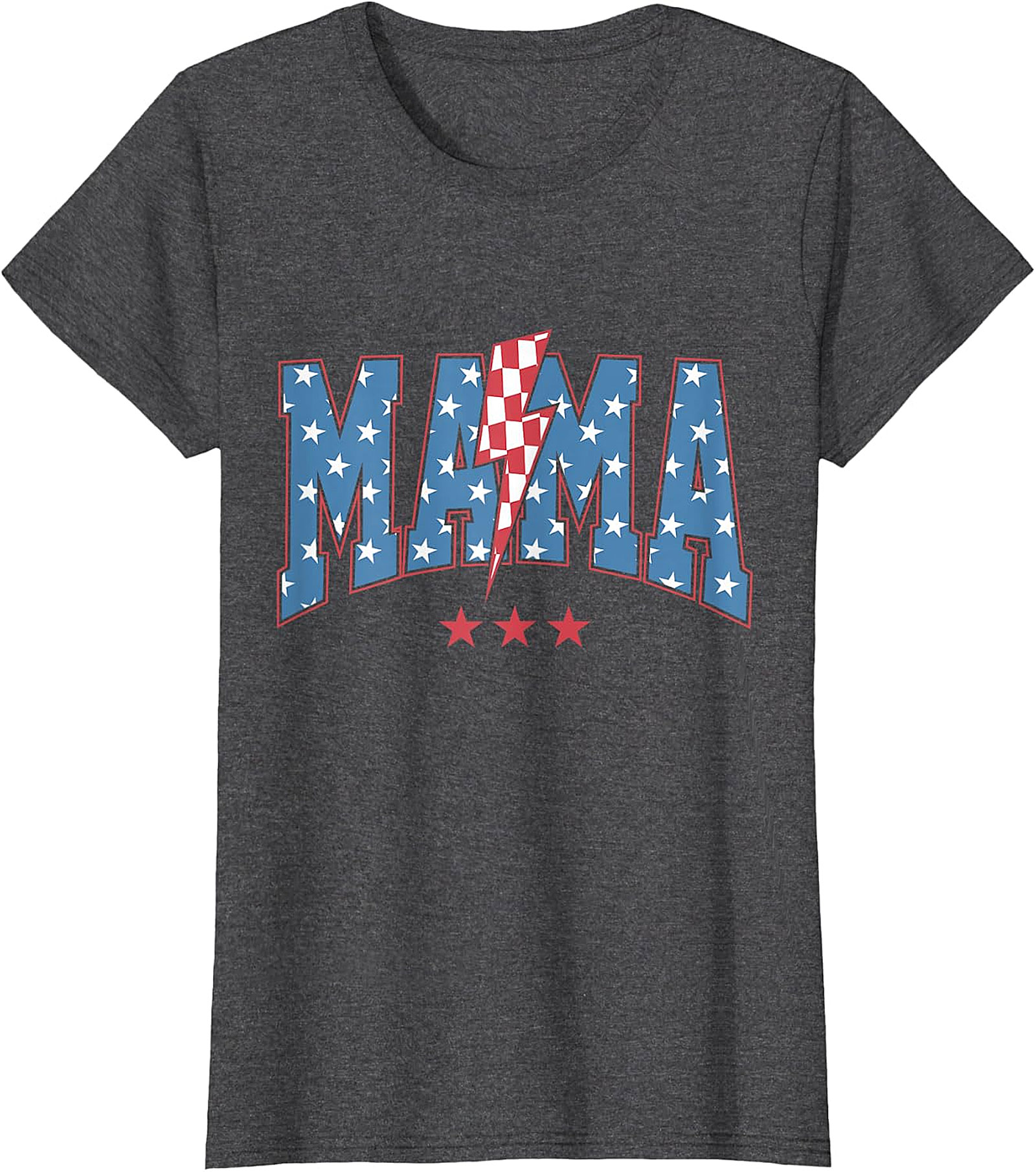 Patriotic Mama Lightning Bolt T-Shirt | Red Graphic Tee for Moms