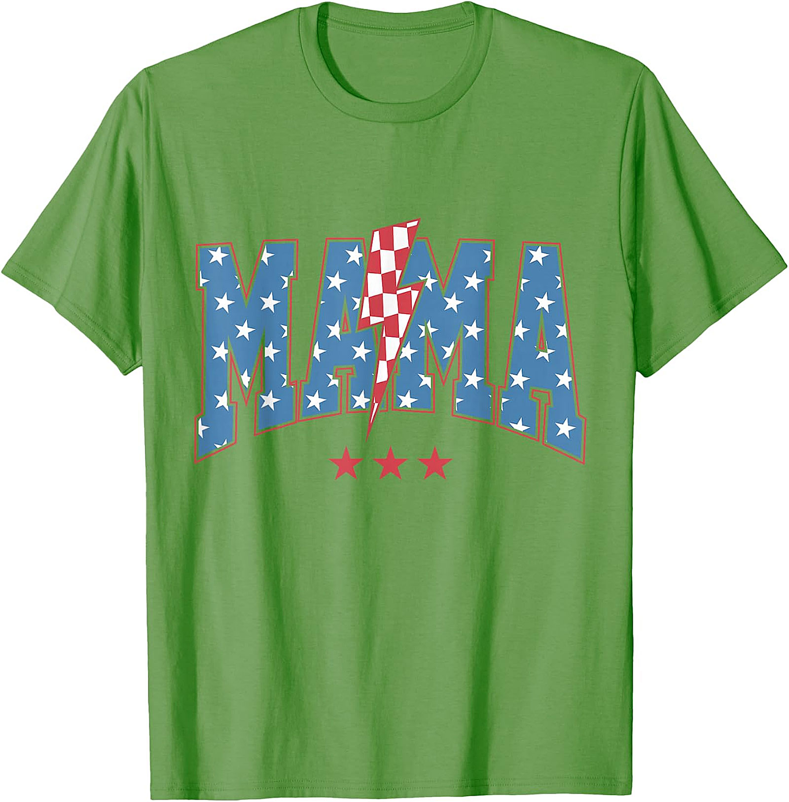 Patriotic Mama Lightning Bolt T-Shirt | Red Graphic Tee for Moms