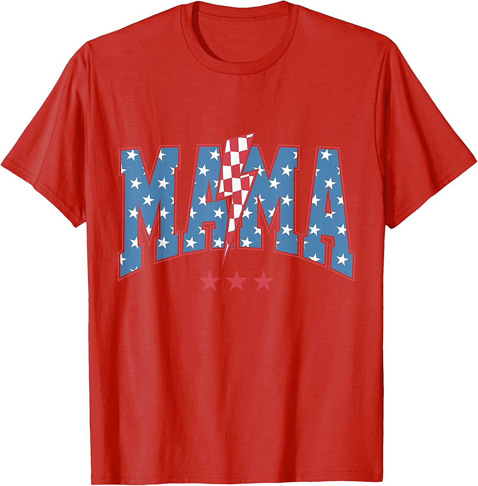 Patriotic Mama Lightning Bolt T-Shirt | Red Graphic Tee for Moms