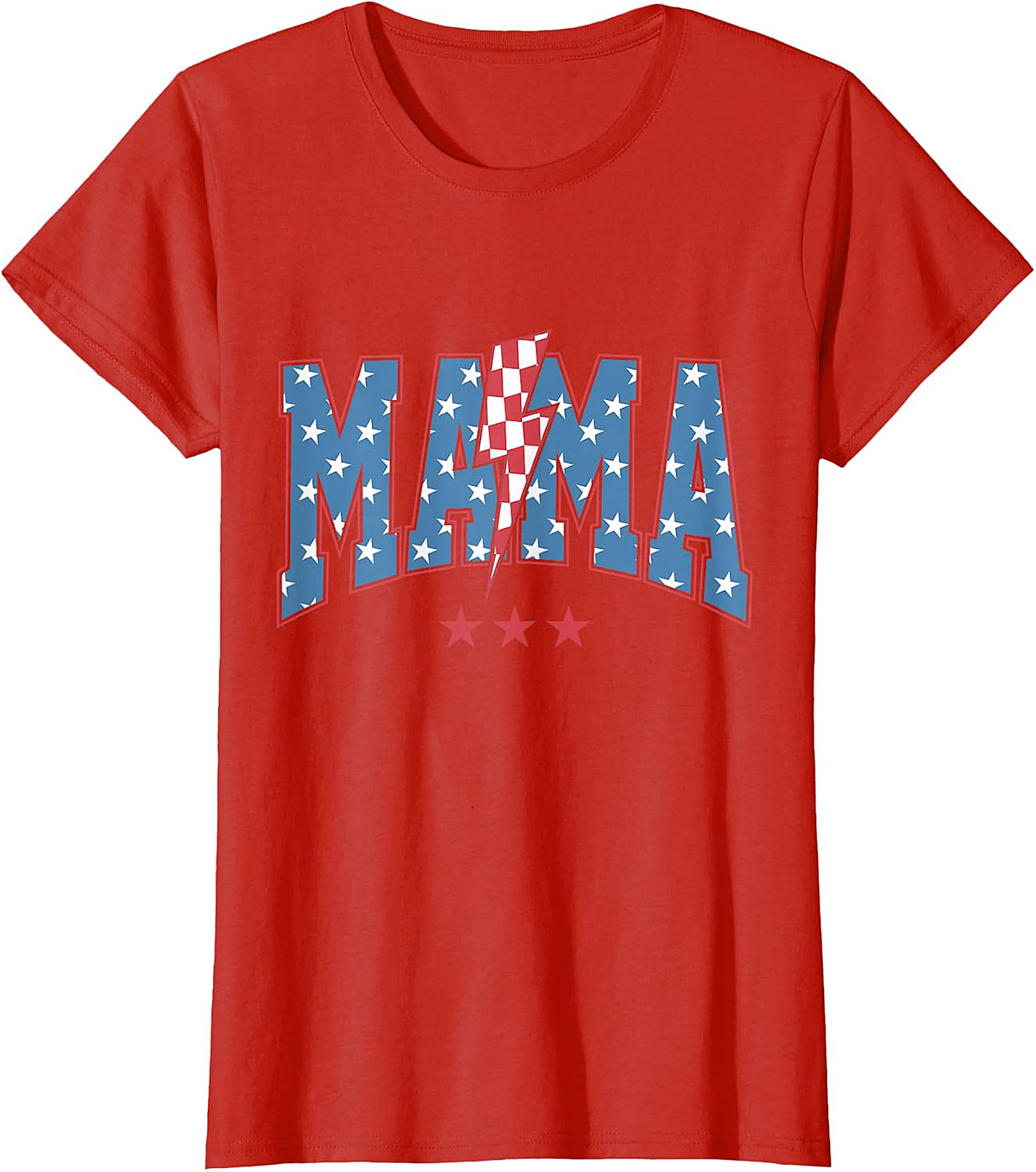 Patriotic Mama Lightning Bolt T-Shirt | Red Graphic Tee for Moms