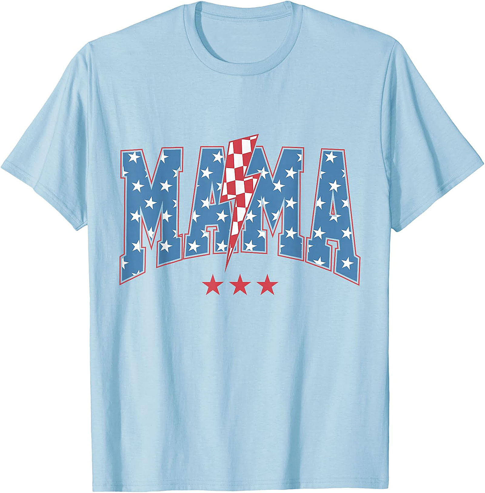 Patriotic Mama Lightning Bolt T-Shirt | Red Graphic Tee for Moms