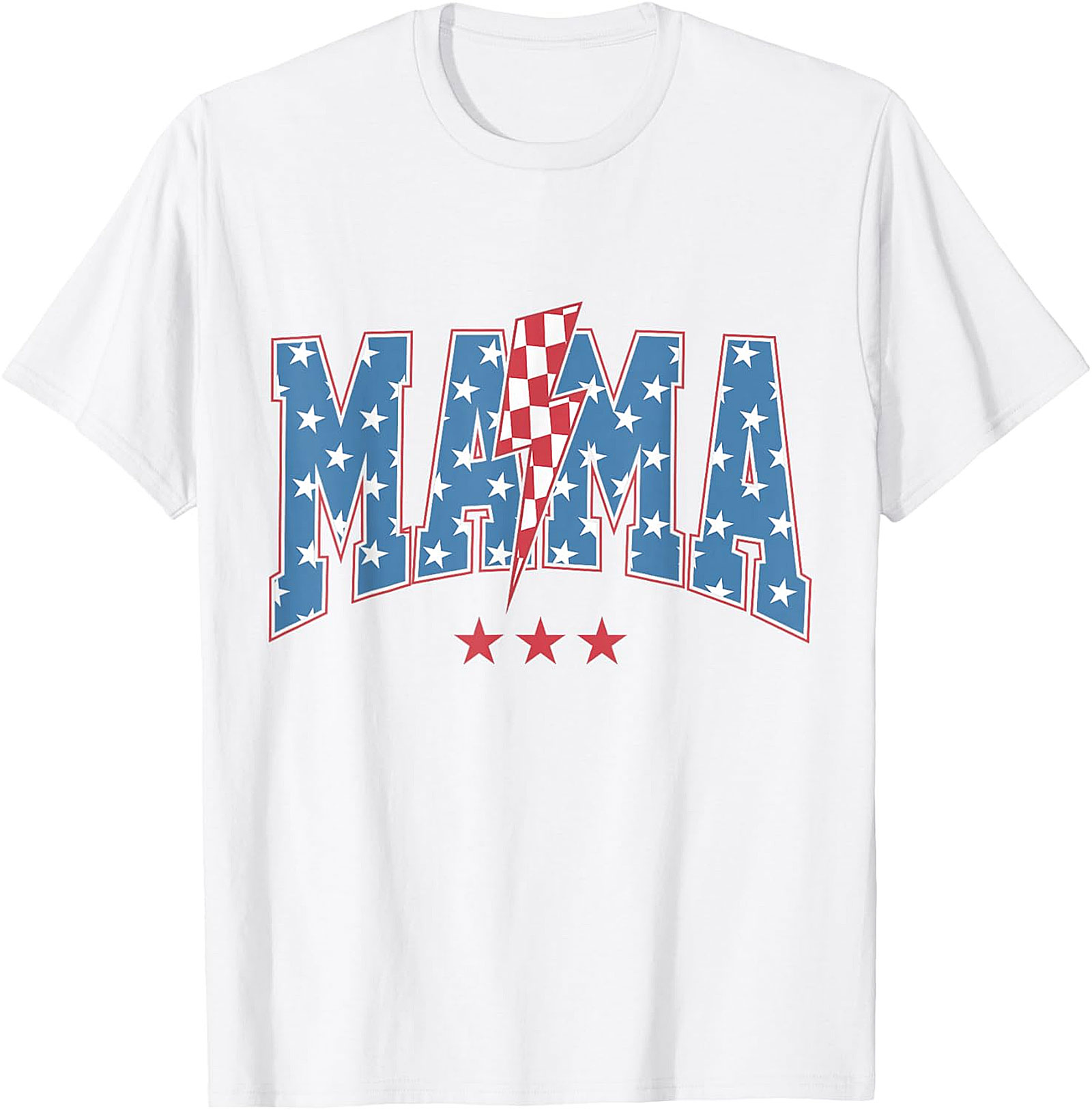 Patriotic Mama Lightning Bolt T-Shirt | Red Graphic Tee for Moms
