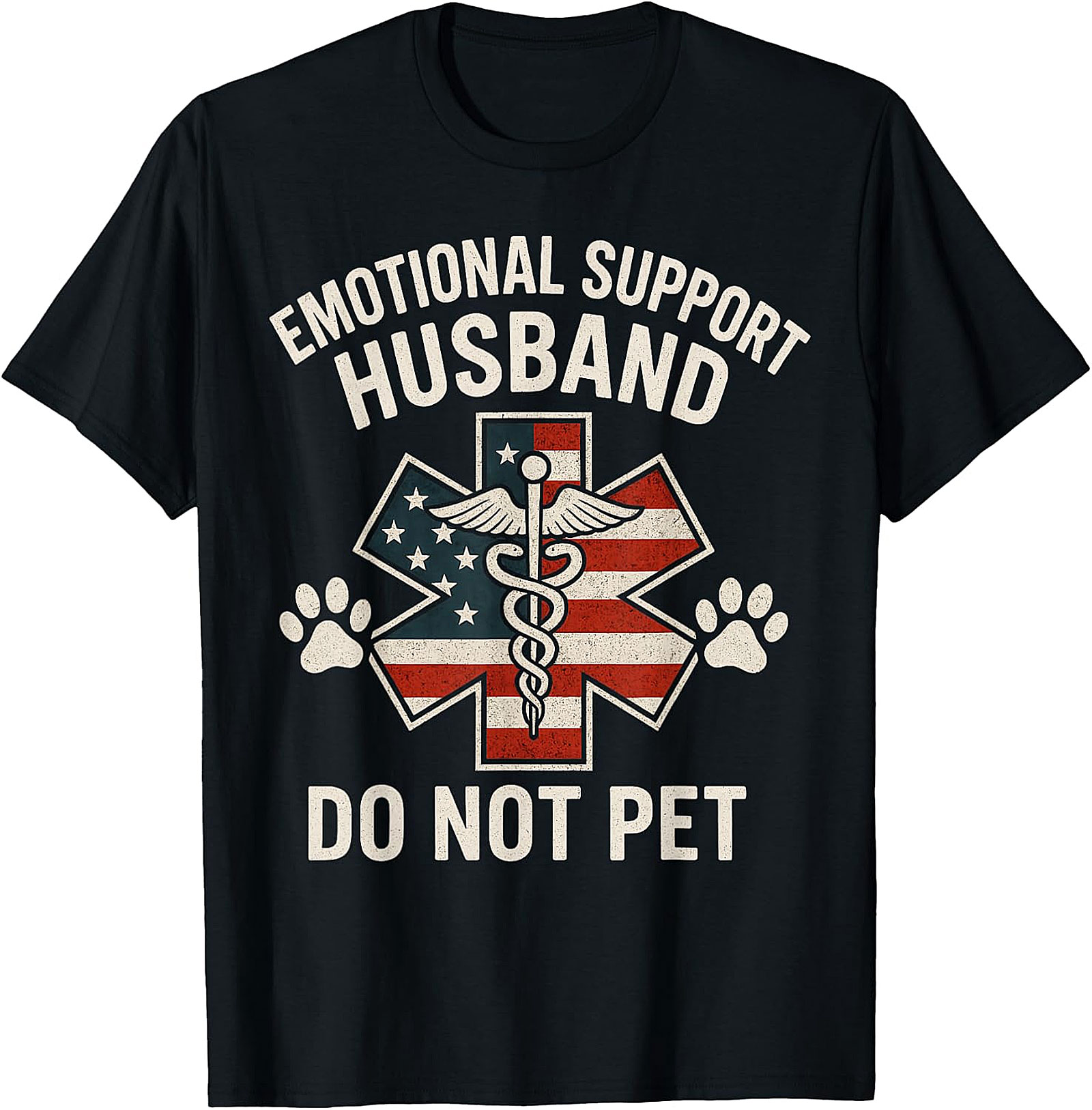 Emotional Support Husband Funny USA Flag T-Shirt