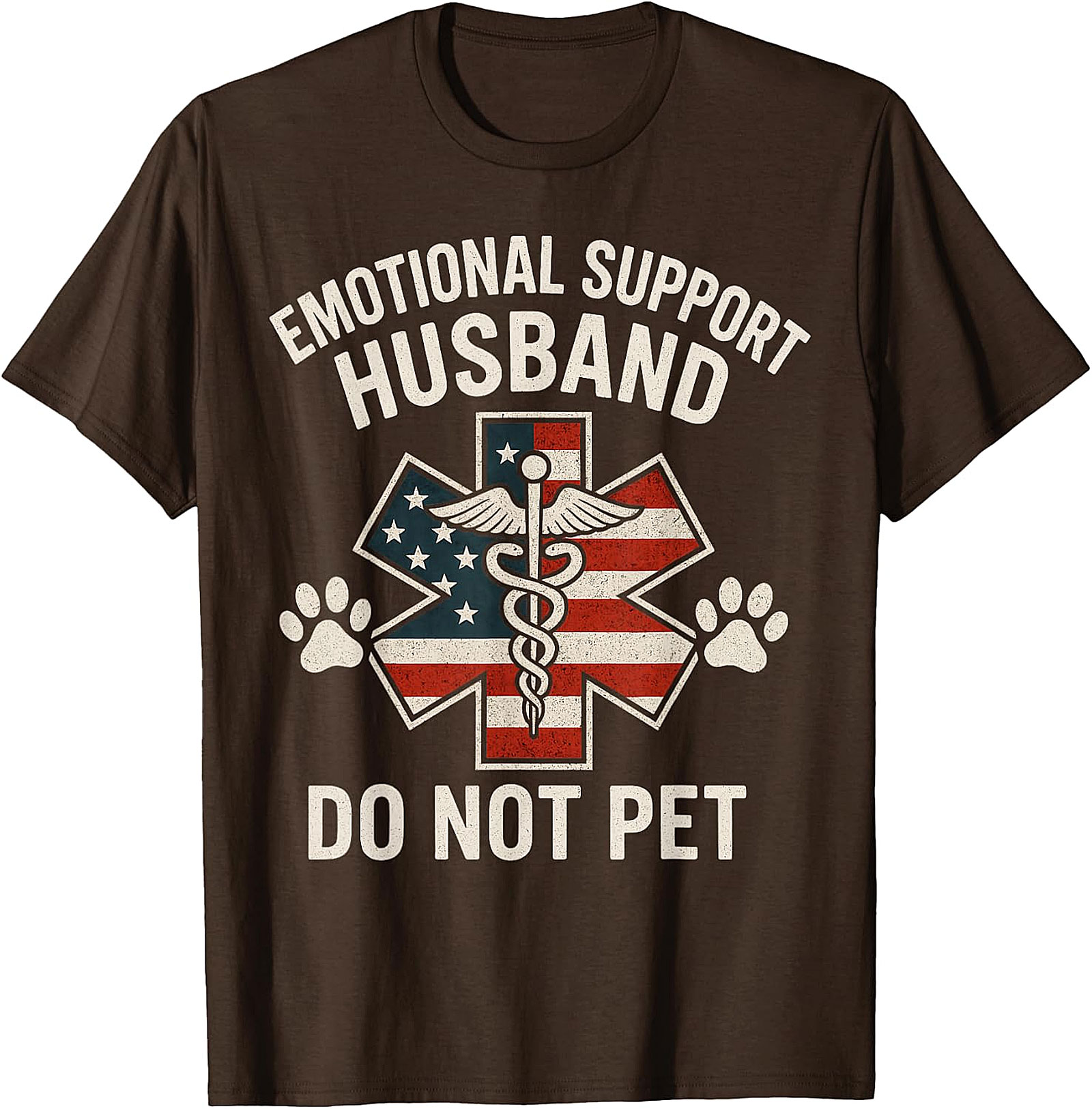 Emotional Support Husband Funny USA Flag T-Shirt