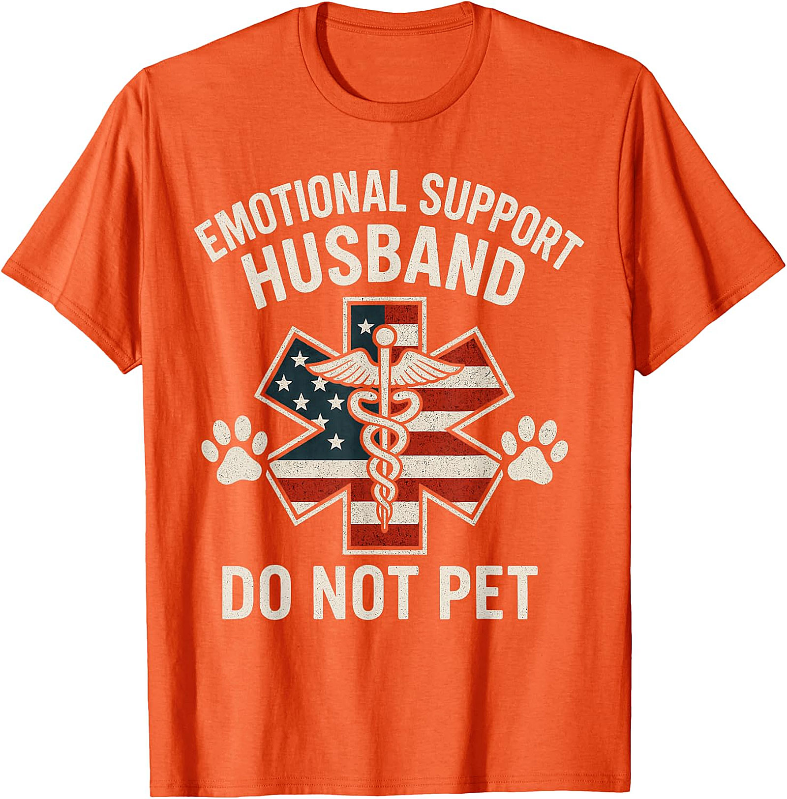 Emotional Support Husband Funny USA Flag T-Shirt