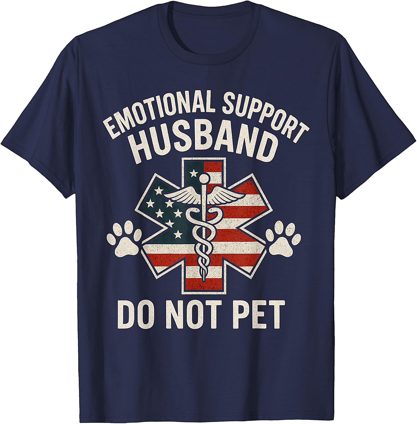 Emotional Support Husband Funny USA Flag T-Shirt