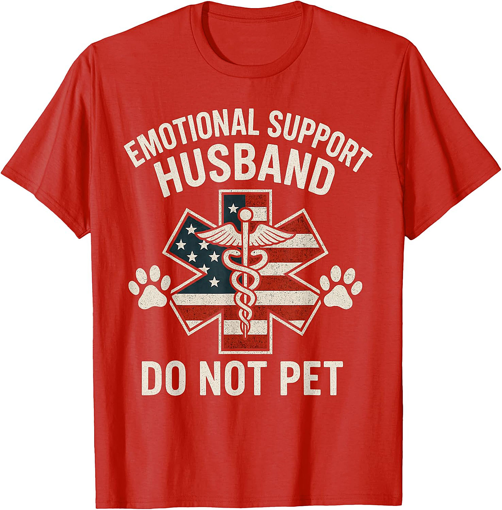 Emotional Support Husband Funny USA Flag T-Shirt
