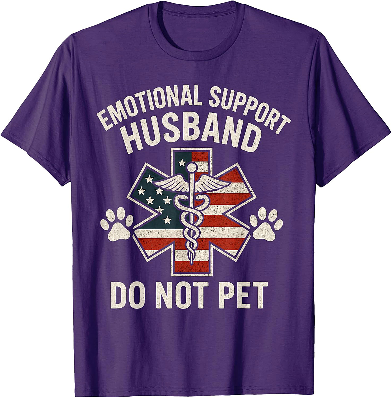Emotional Support Husband Funny USA Flag T-Shirt