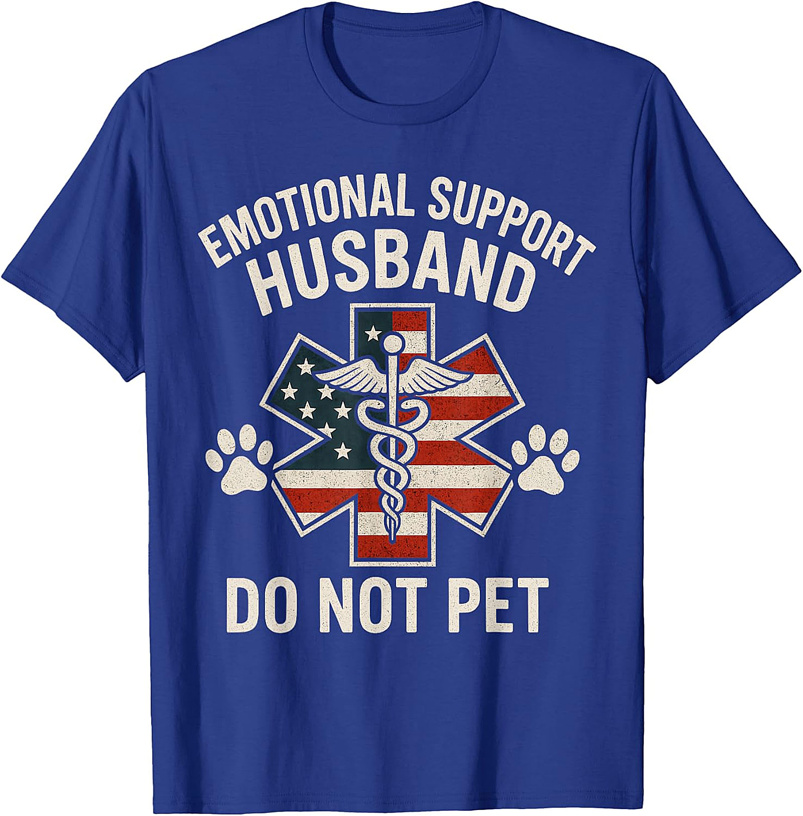 Emotional Support Husband Funny USA Flag T-Shirt