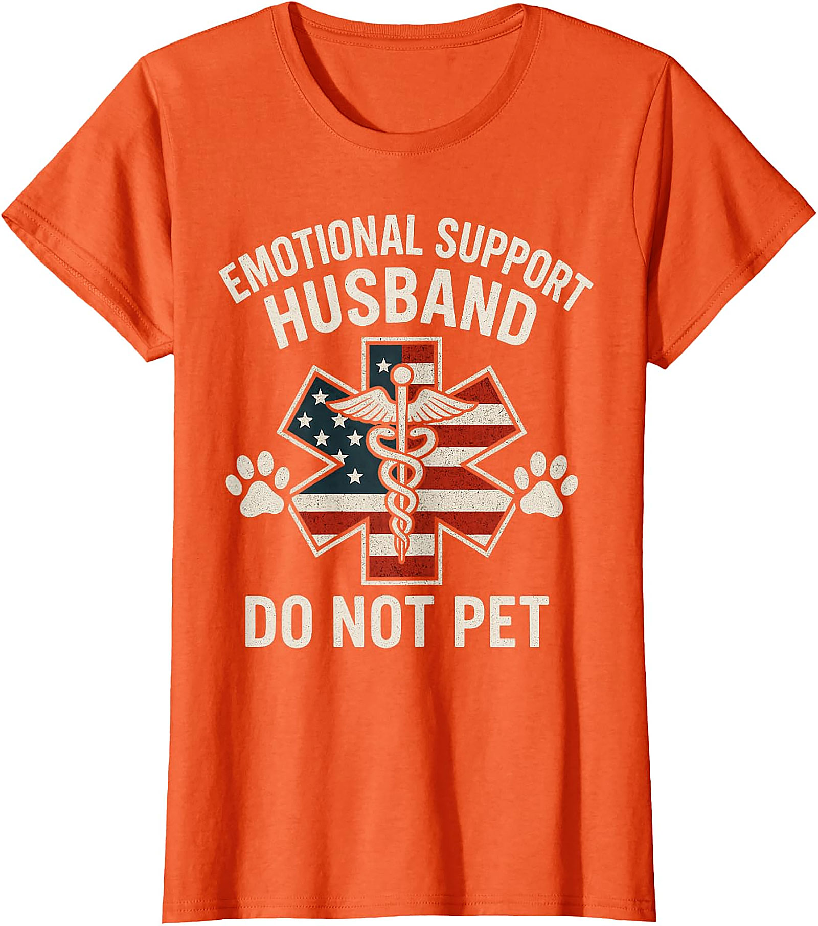 Emotional Support Husband Funny USA Flag T-Shirt