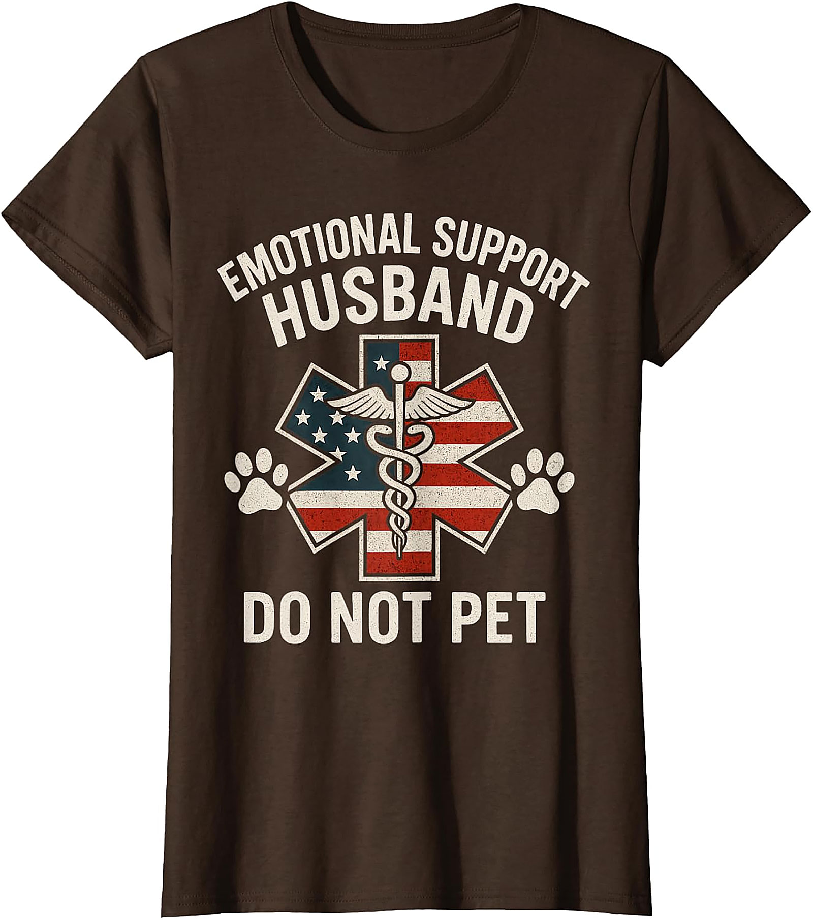 Emotional Support Husband Funny USA Flag T-Shirt