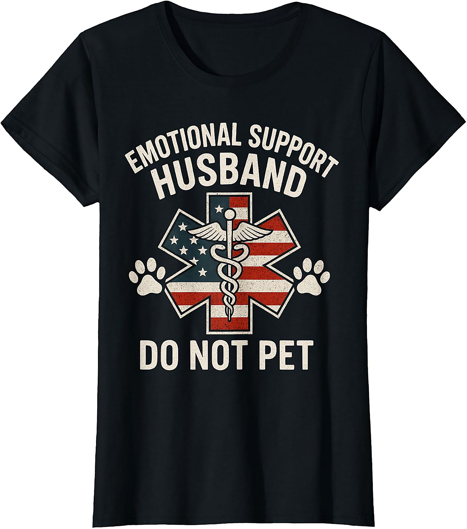 Emotional Support Husband Funny USA Flag T-Shirt
