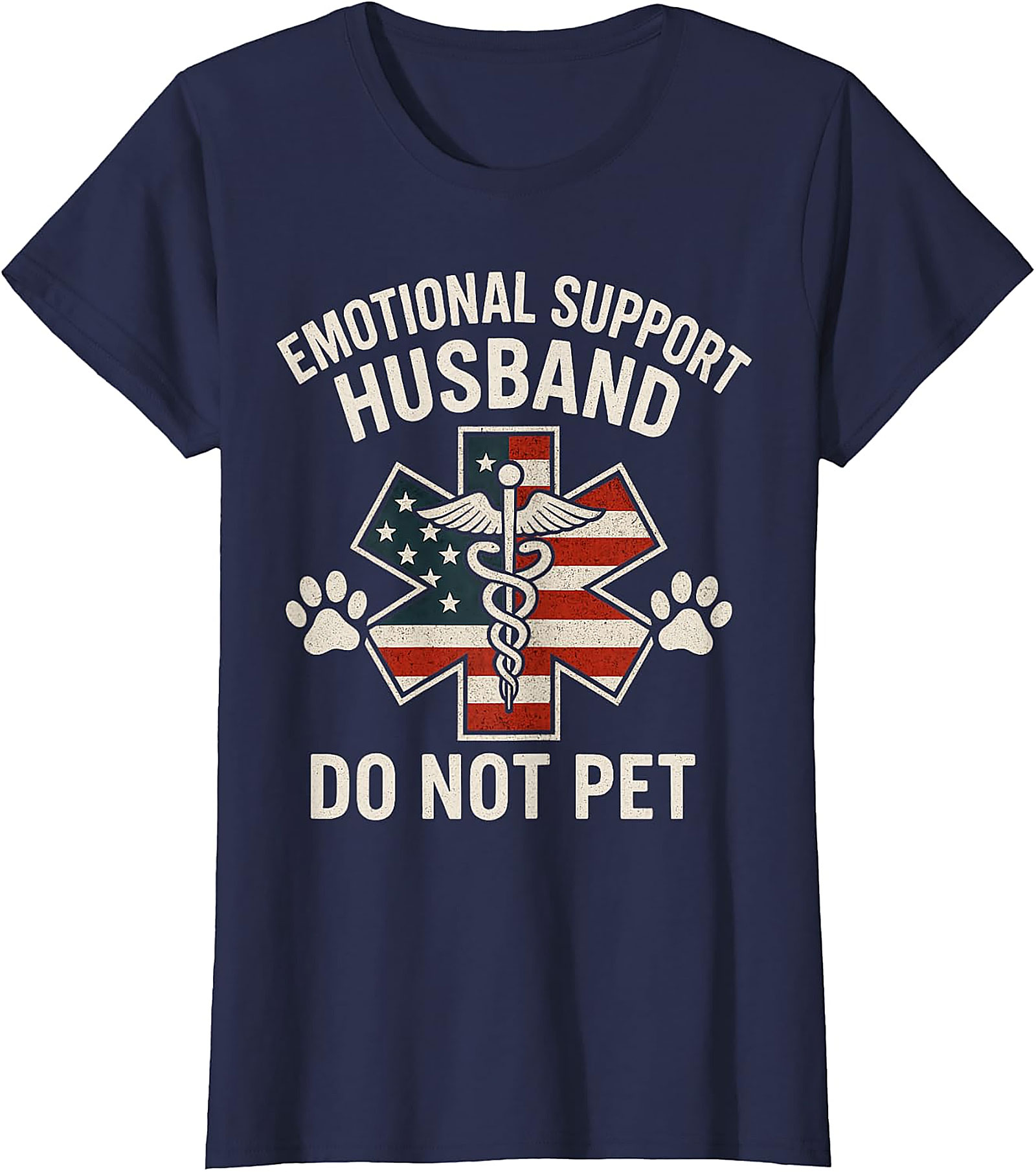 Emotional Support Husband Funny USA Flag T-Shirt