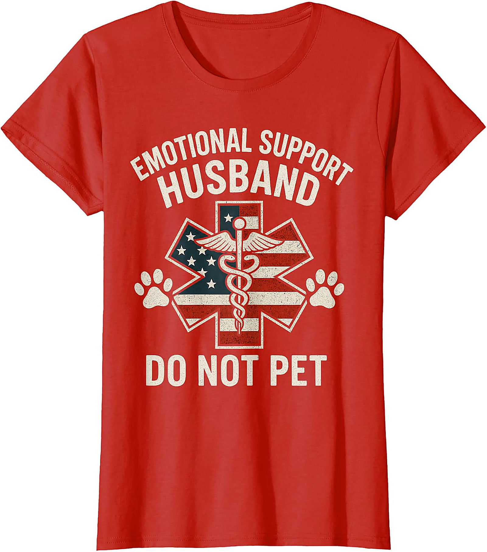 Emotional Support Husband Funny USA Flag T-Shirt