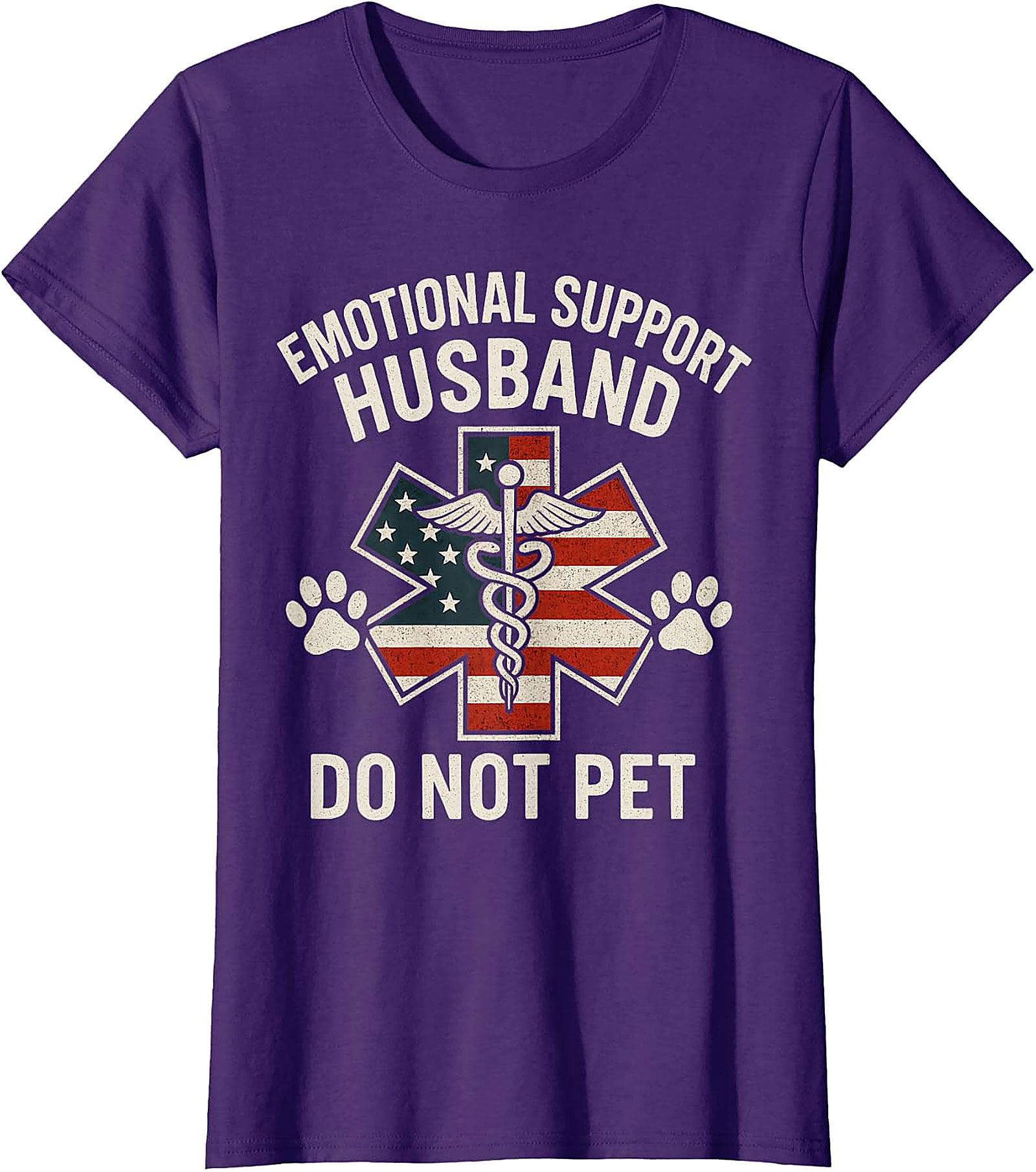Emotional Support Husband Funny USA Flag T-Shirt