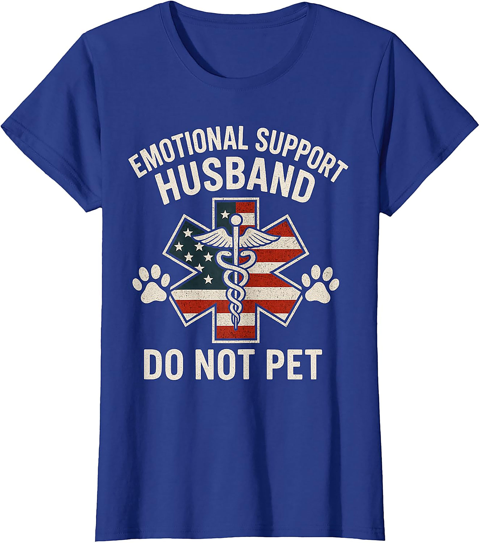 Emotional Support Husband Funny USA Flag T-Shirt