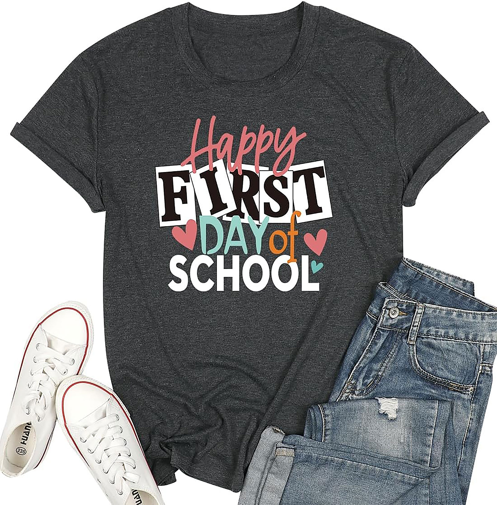 Happy First Day of School Teacher Shirt | Back to School Graphic Tee