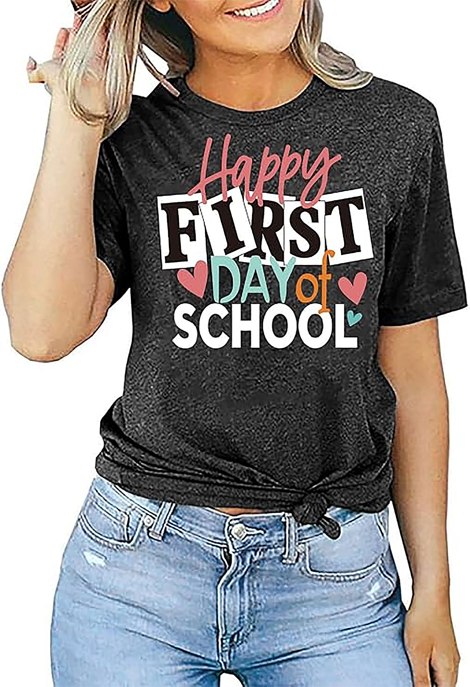 Happy First Day of School Teacher Shirt | Back to School Graphic Tee