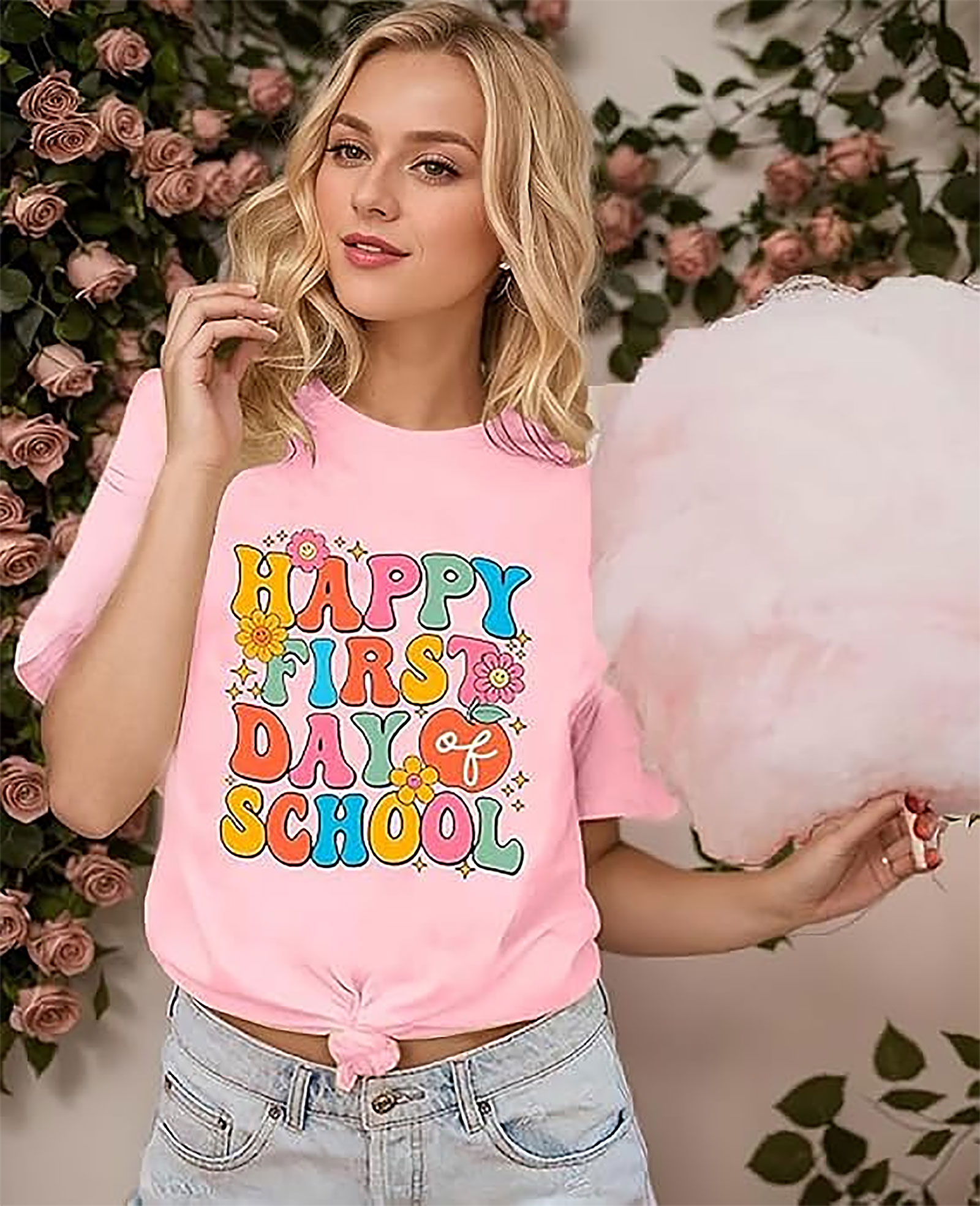 Happy First Day School Shirt | Teacher Graphic Tee | Retro Fun
