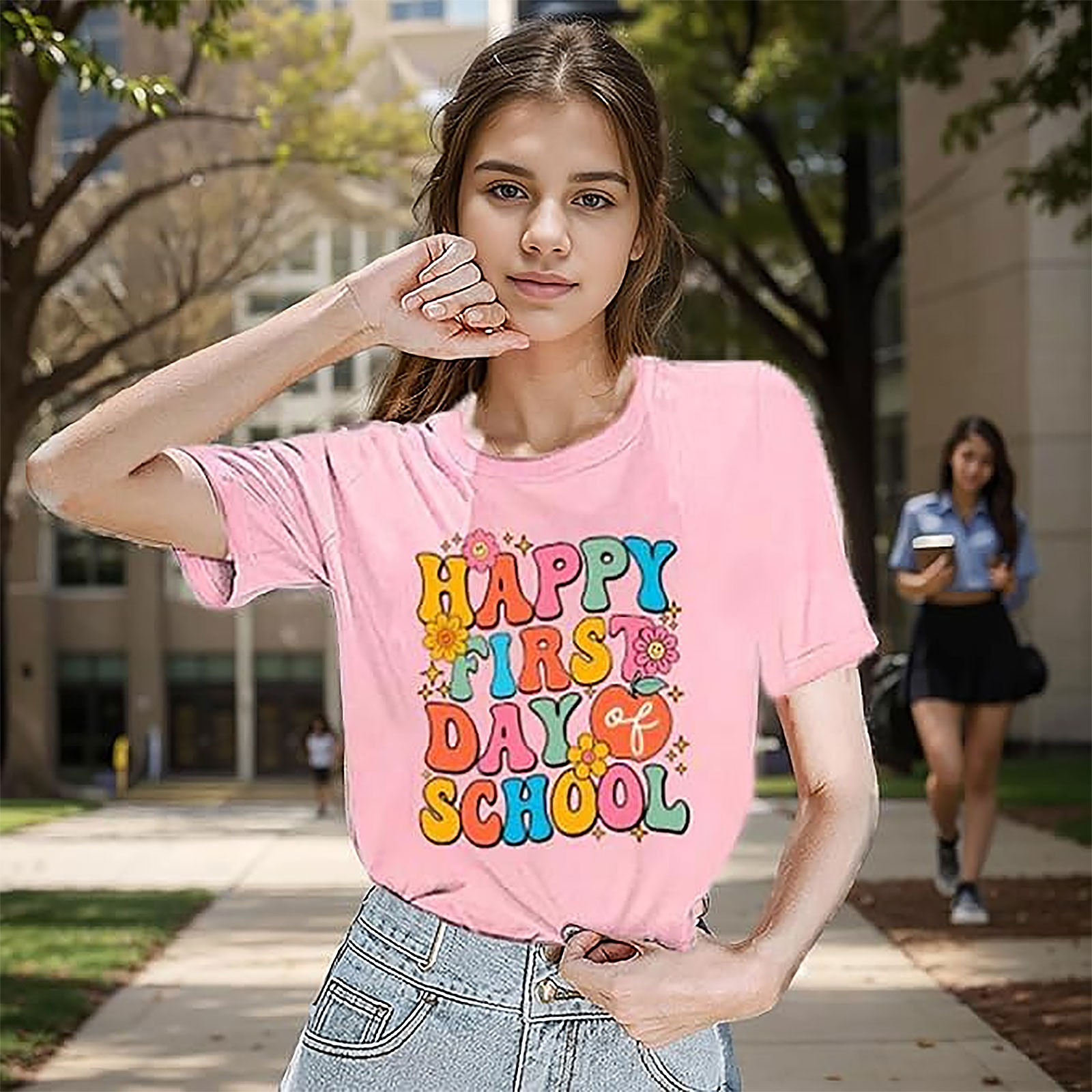Happy First Day School Shirt | Teacher Graphic Tee | Retro Fun
