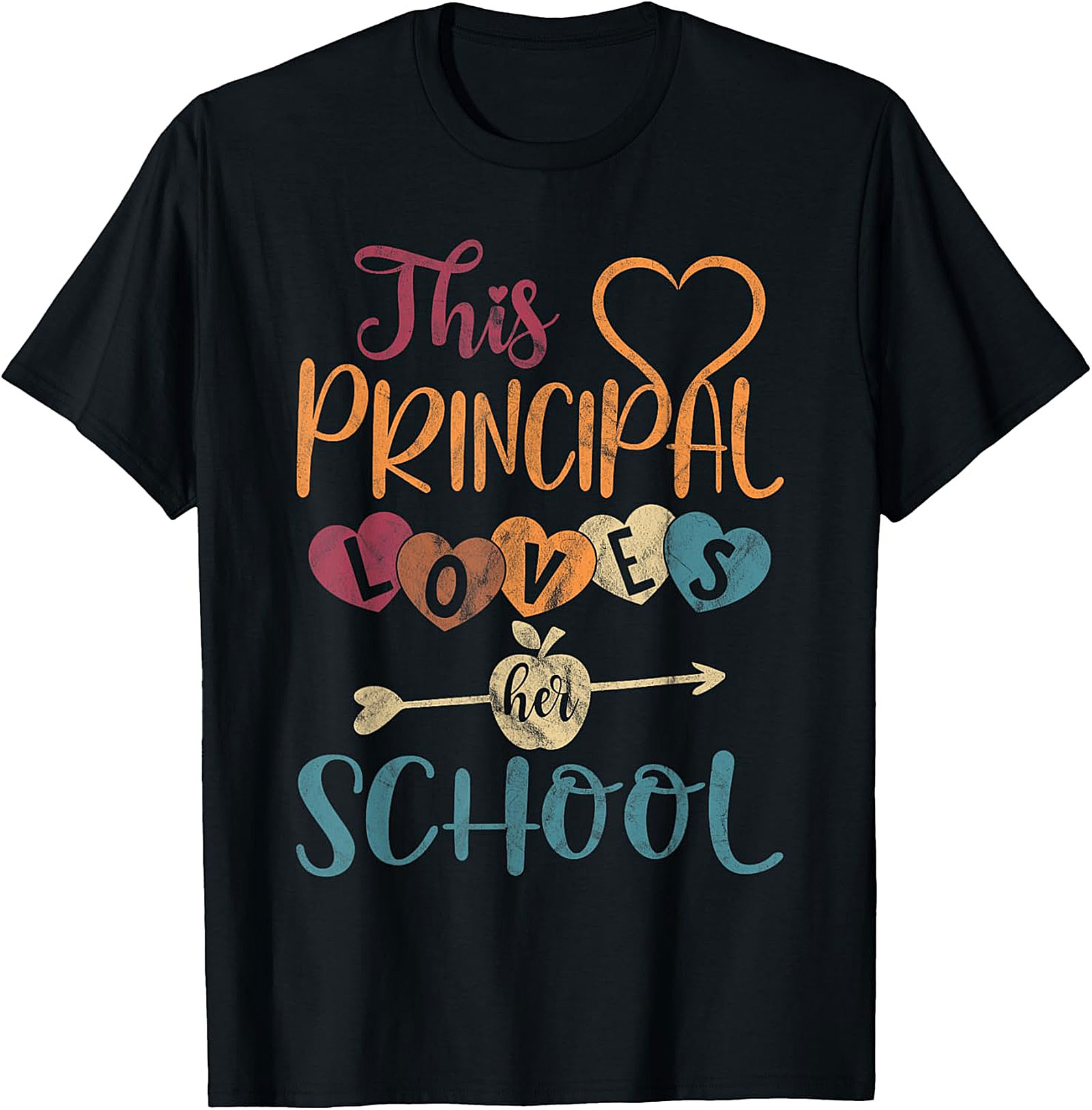 This Principal Loves Her School Vintage Heart T-Shirt | Principal Gift