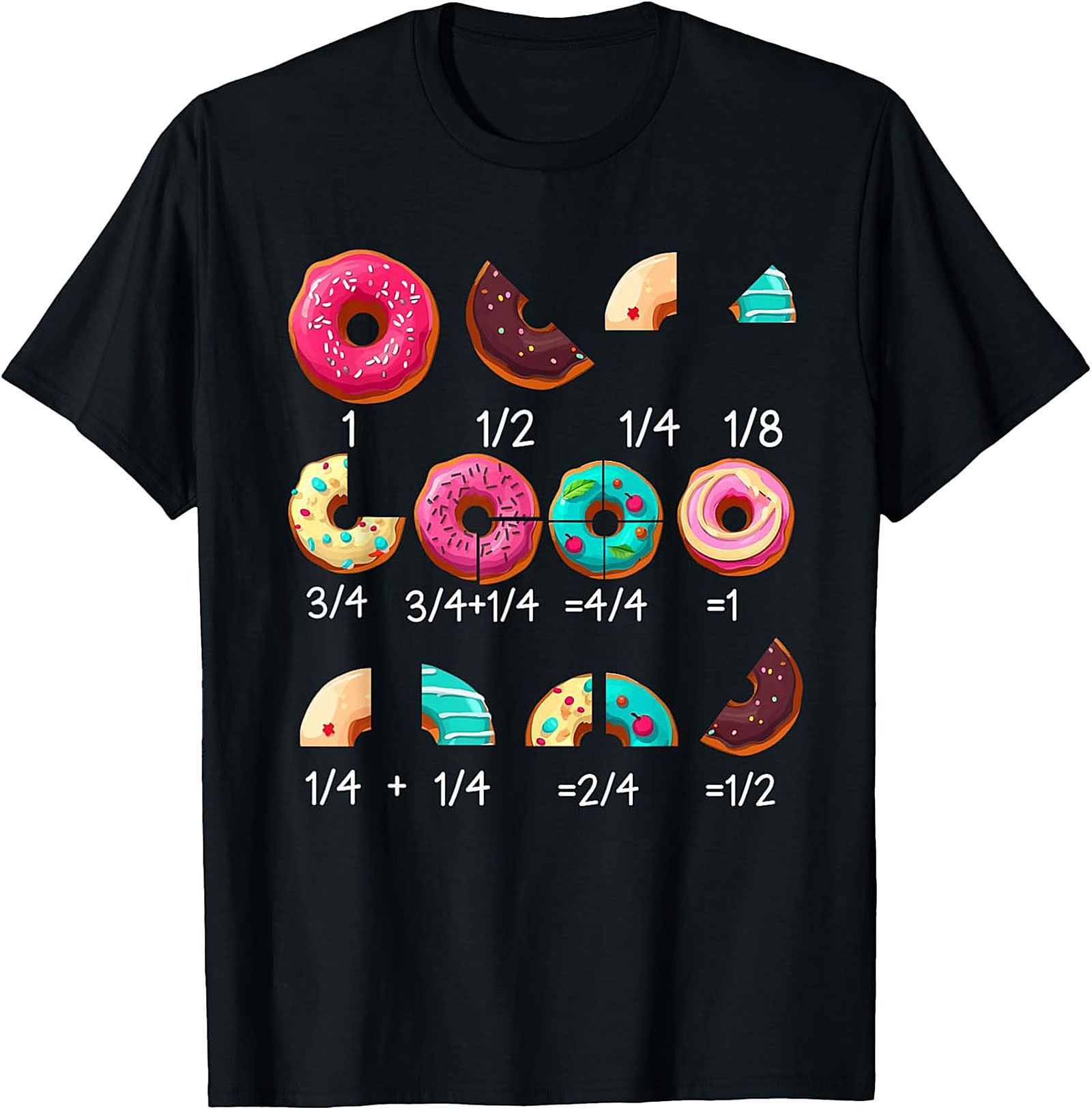 Donut Math Fraction T-Shirt | Teacher Gifts | Funny Tee