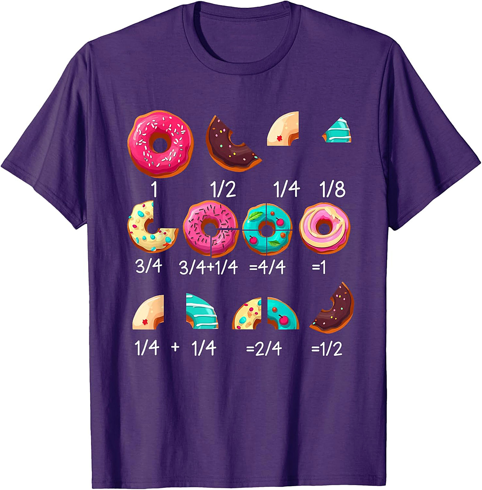 Donut Math Fraction T-Shirt | Teacher Gifts | Funny Tee