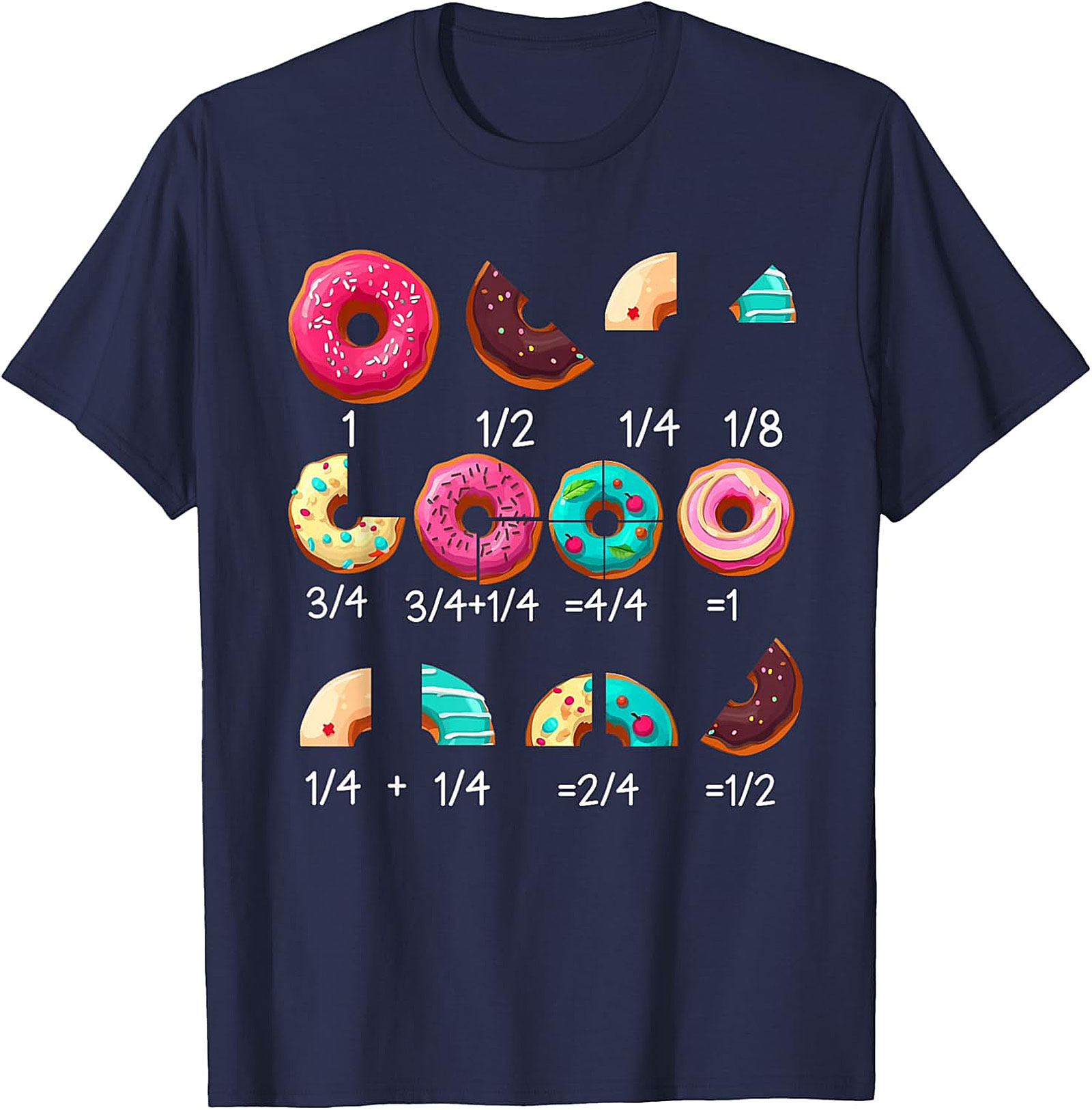 Donut Math Fraction T-Shirt | Teacher Gifts | Funny Tee