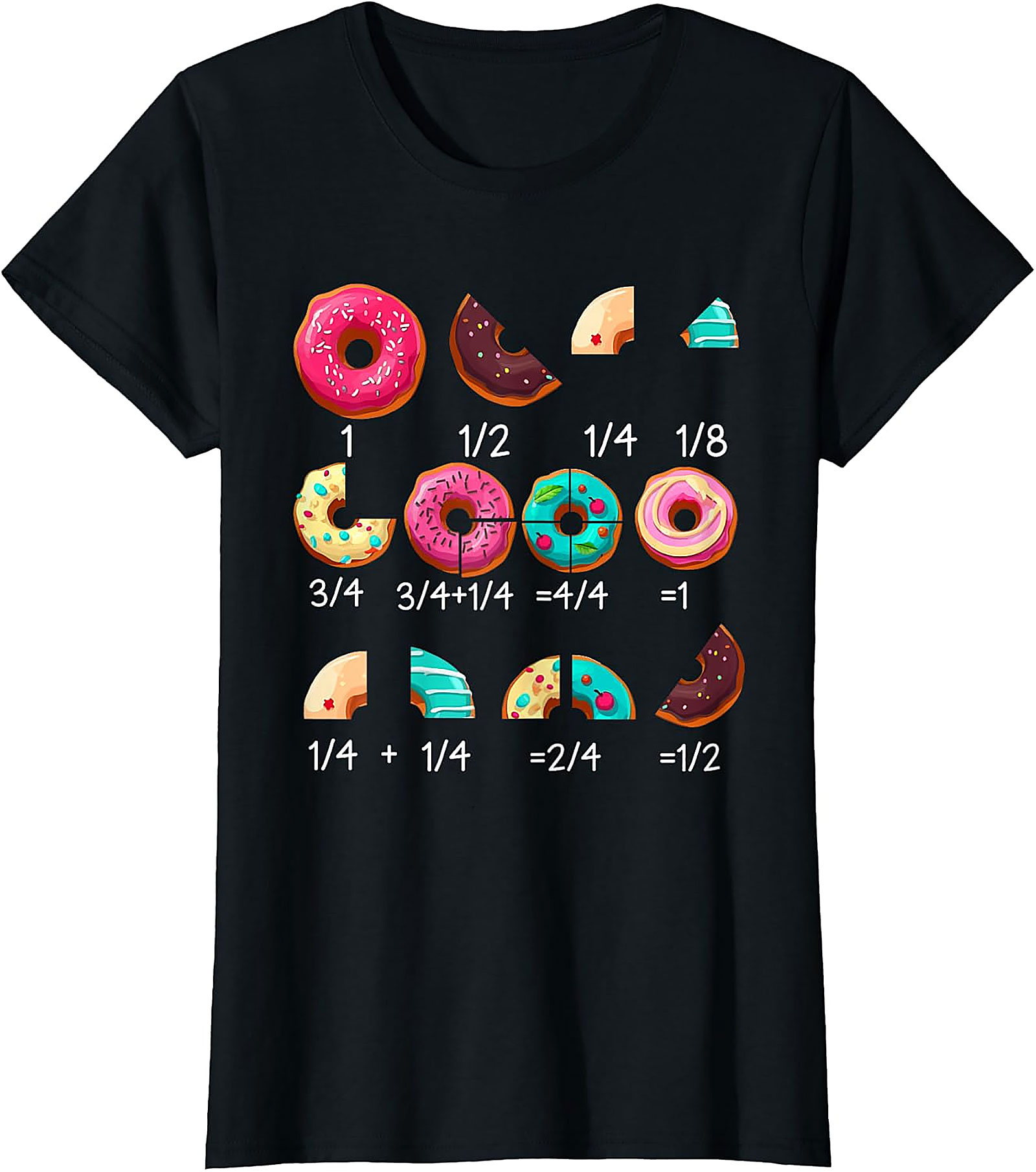 Donut Math Fraction T-Shirt | Teacher Gifts | Funny Tee